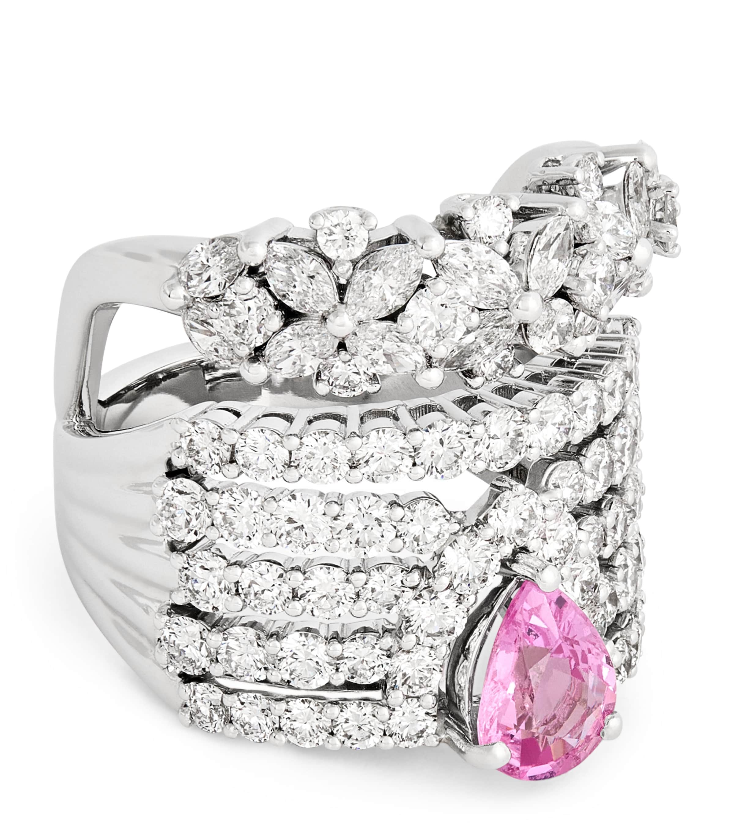 Yeprem White Gold, Diamond And Pink Sapphire Reign Supreme Ring In White