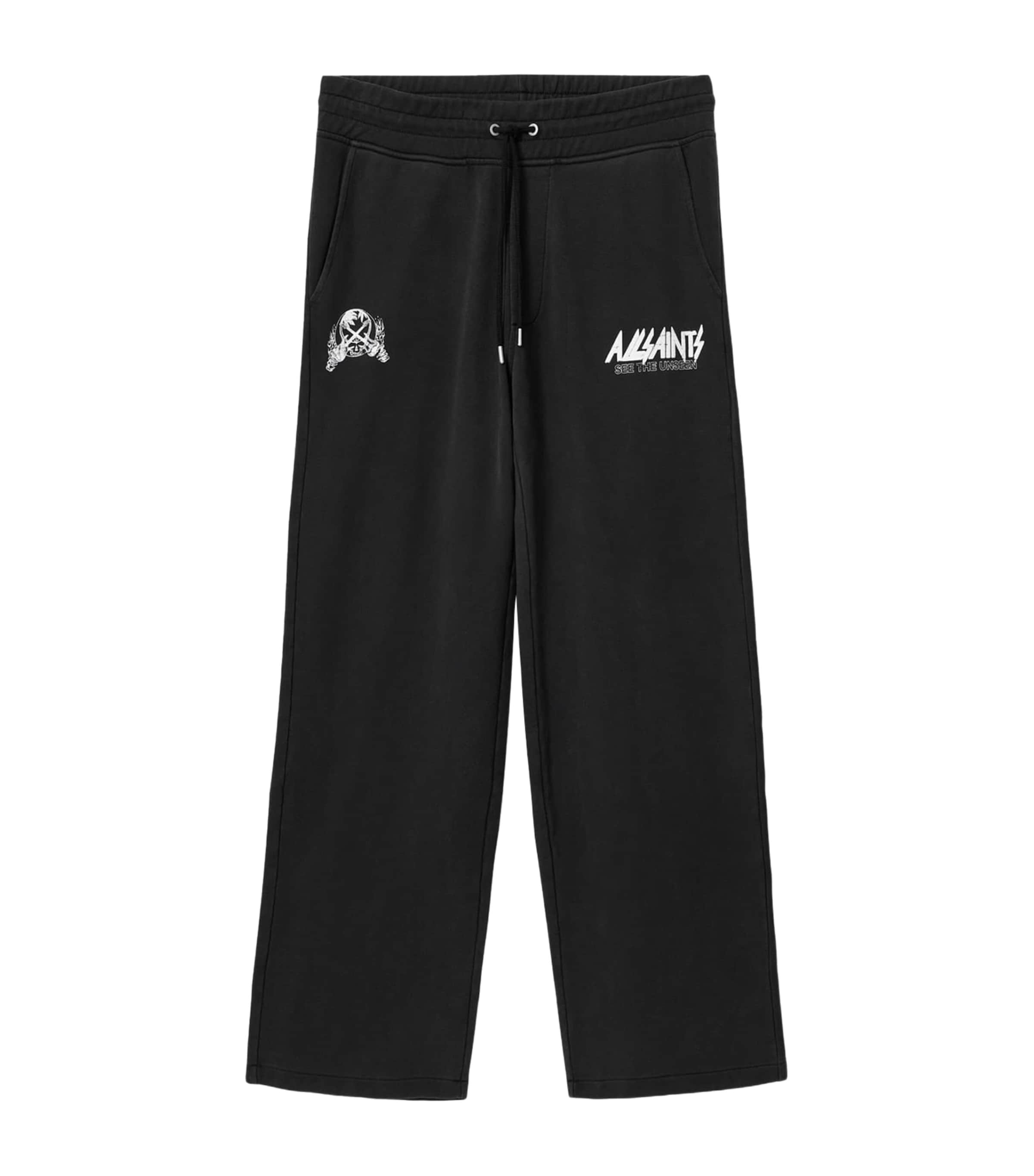 AllSaints Mens Organic Cotton Chromium Sweatpants Washed Black Image 1