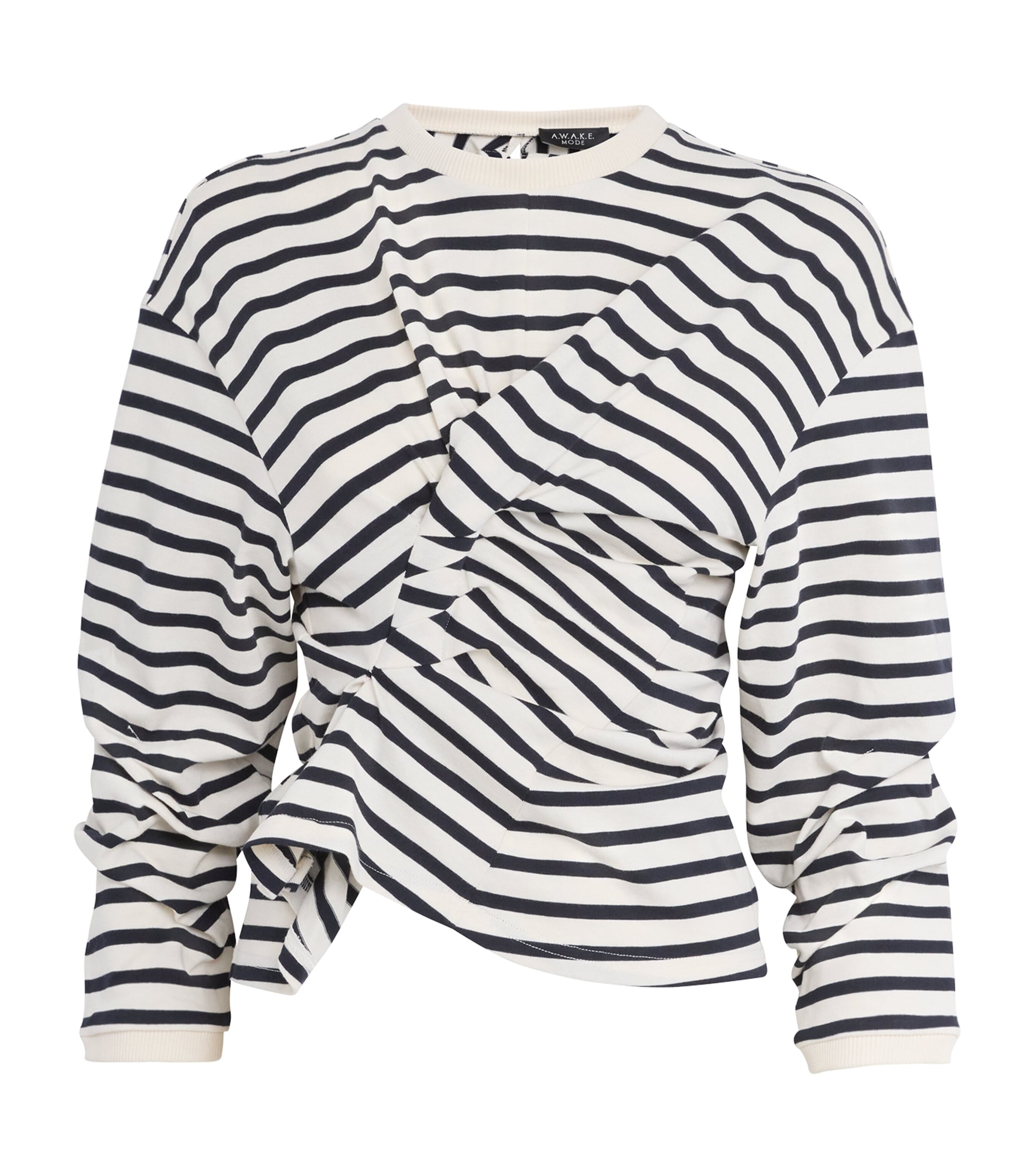 A.w.a.k.e. A. W.a. K.e. Mode Long Sleeve Knotted Jersey Top Stripe