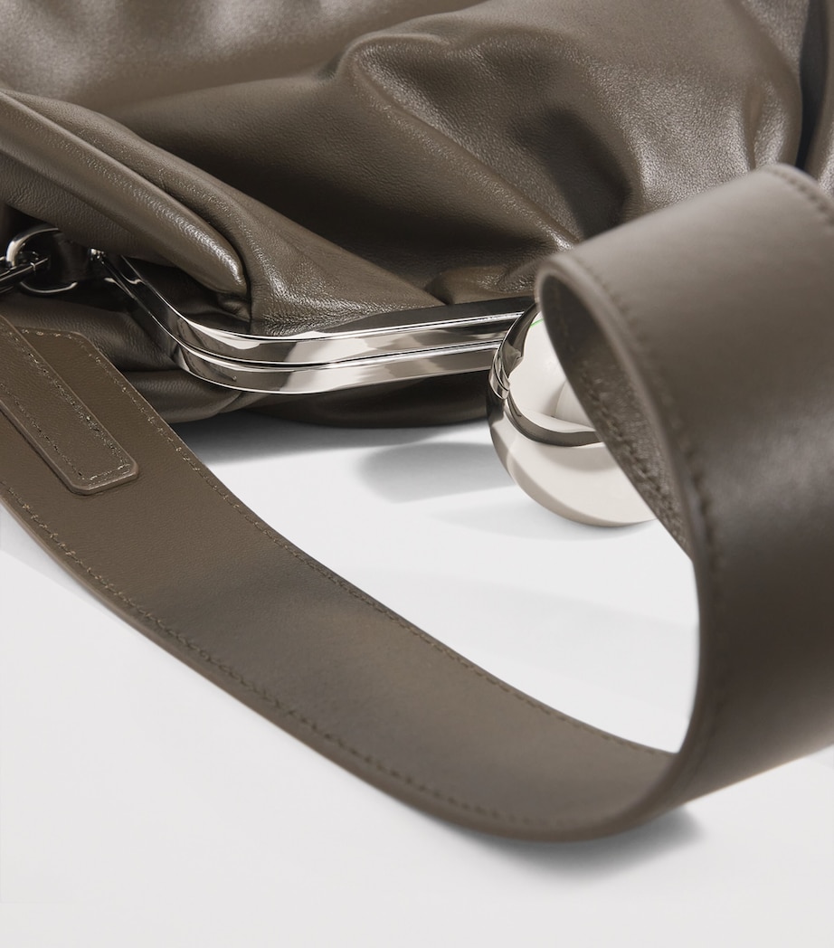 Medium Leather Pasticcino Clutch Bag KAKI Image 6