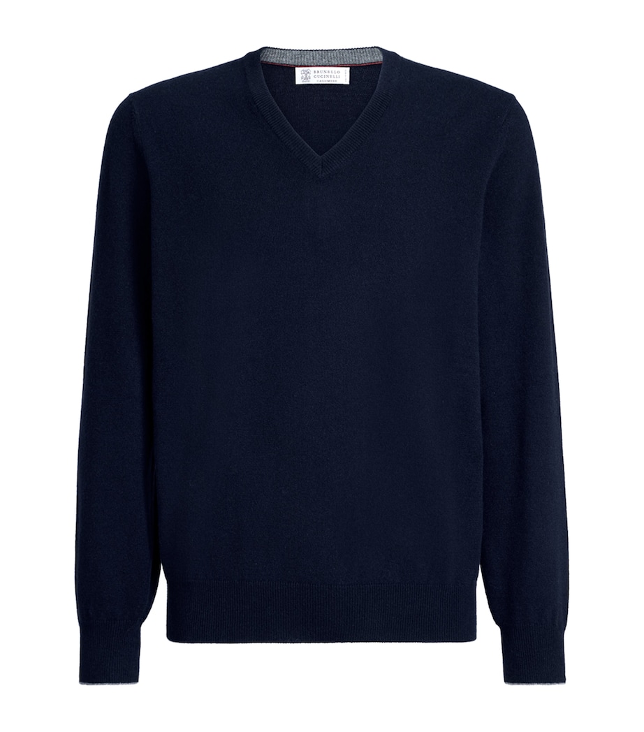 Brunello Cucinelli Mens Cashmere V-Neck Sweater Image 1
