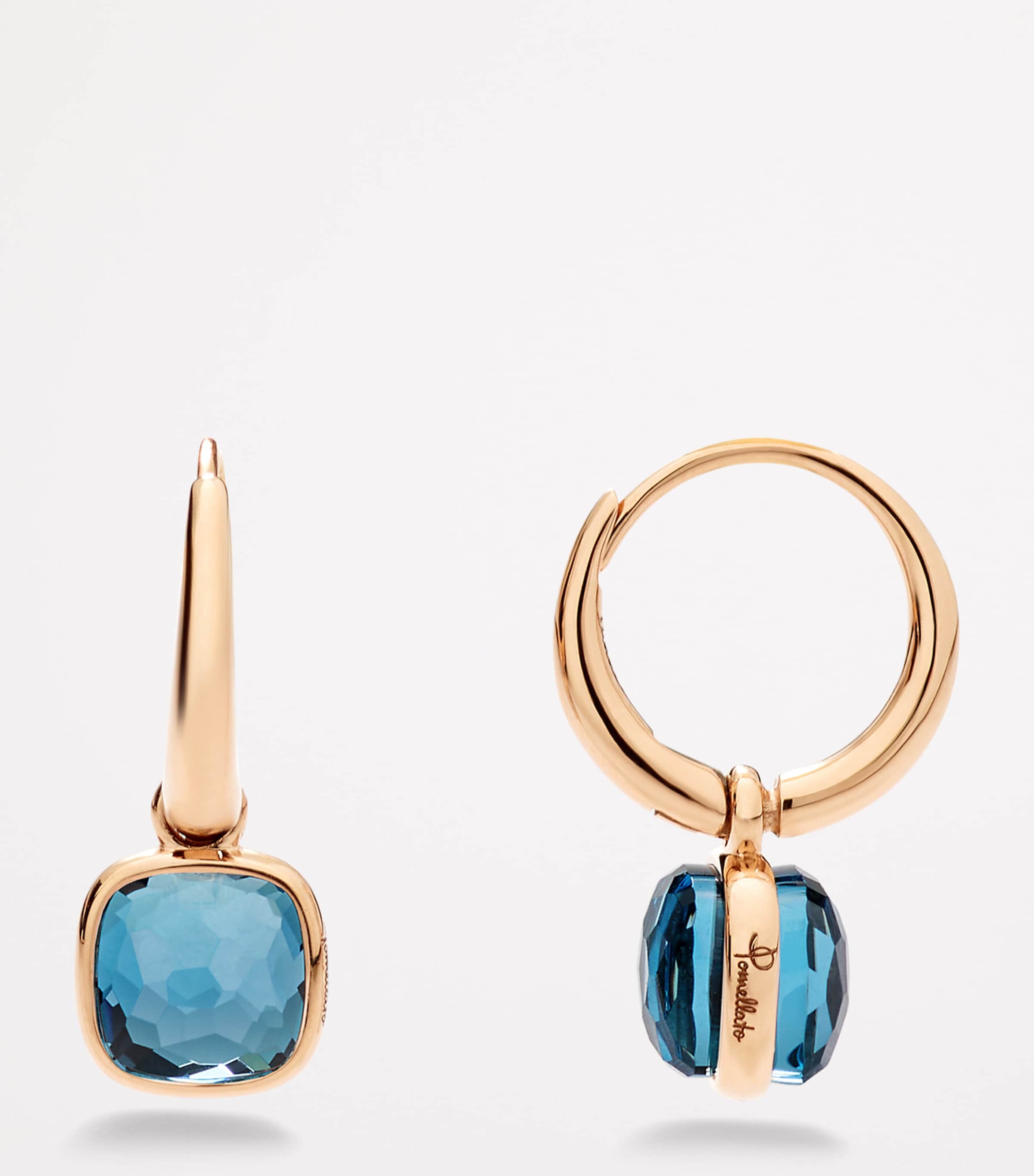 Rose Gold and Blue Topaz Nudo Earrings 000TL Image 3