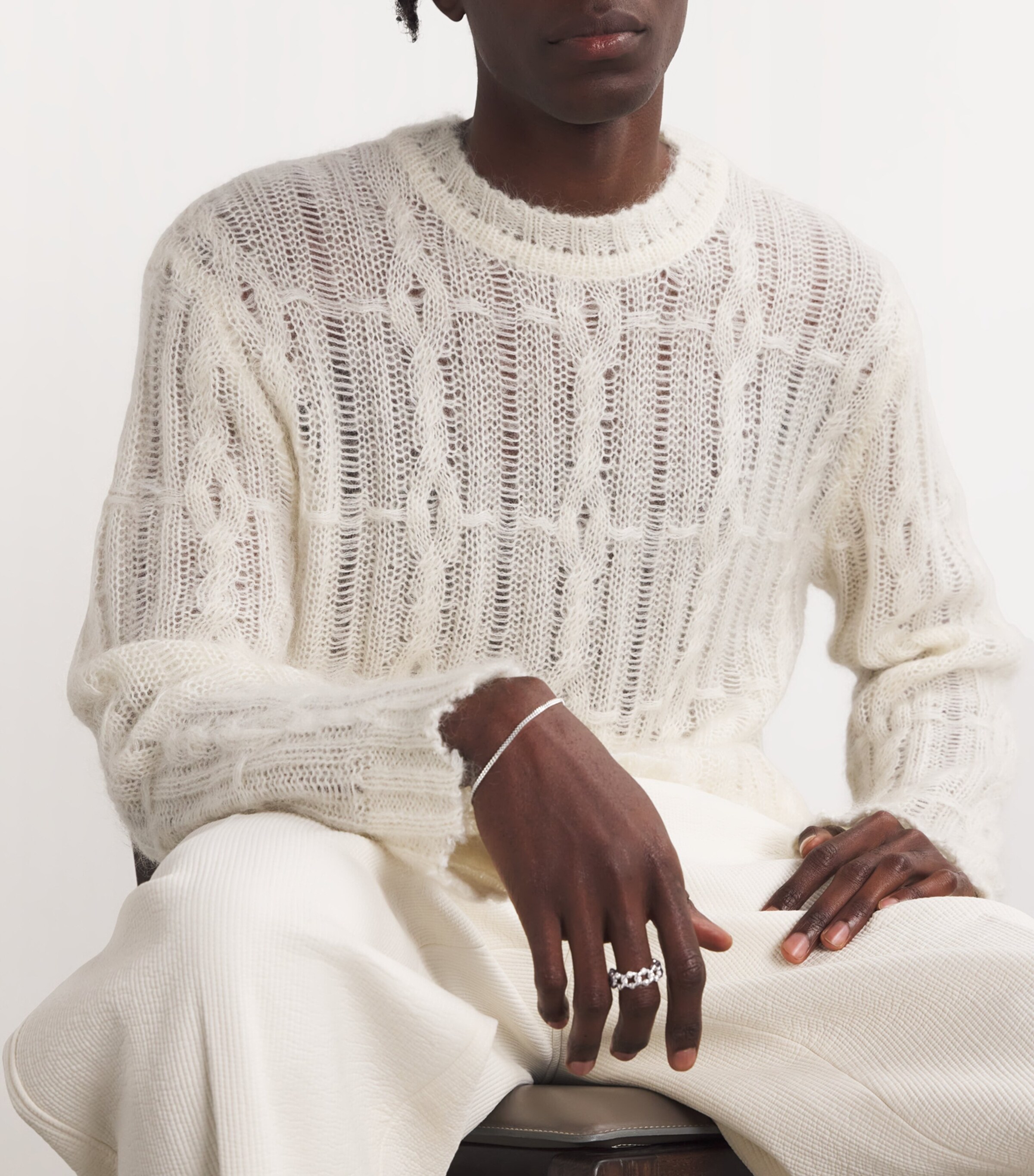 Sterling Silver Formula Chunky Link Ring WHITE Image 2