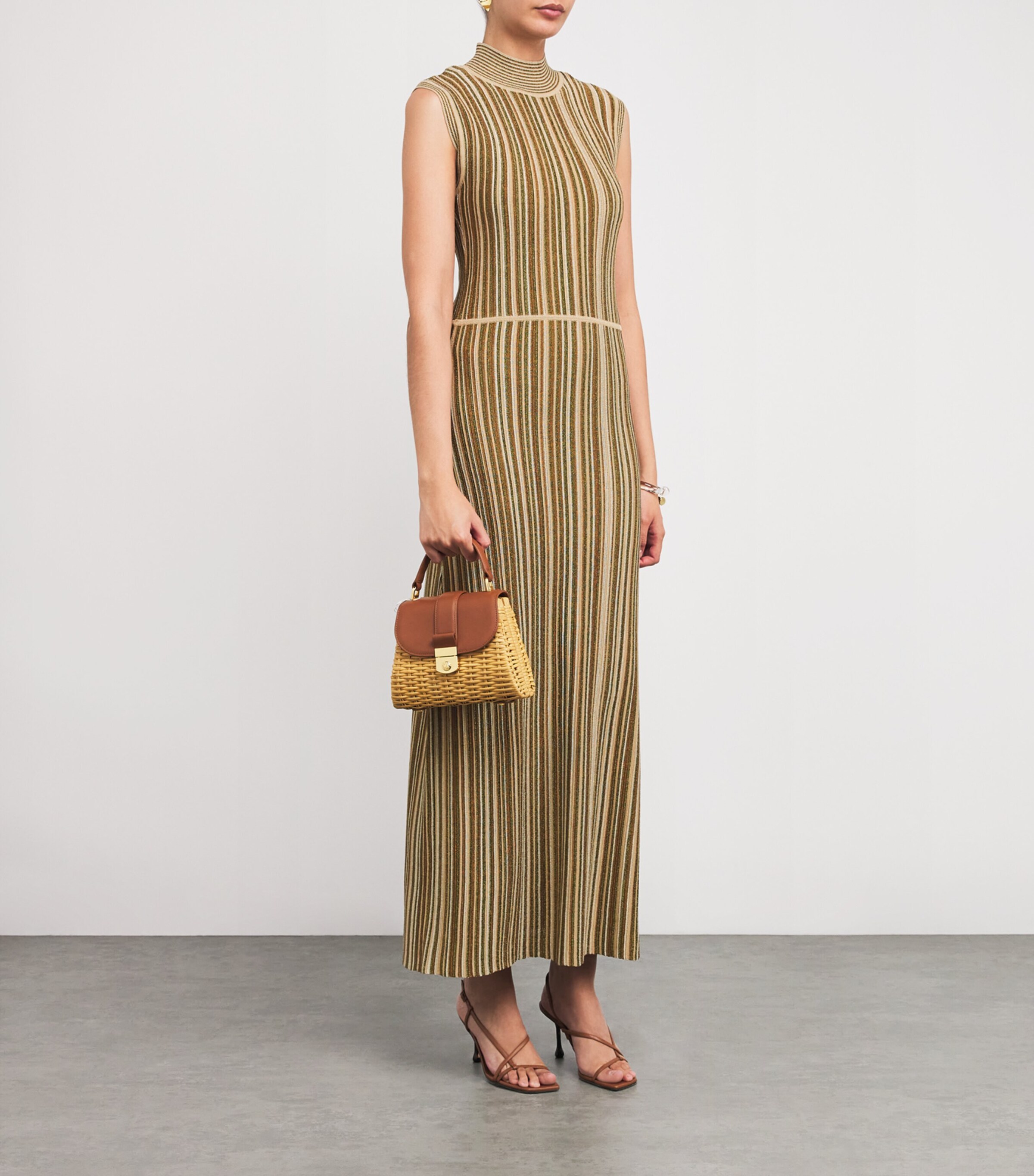 Stripe Anna Maxi Dress Y0195 GOLD/BRONZE Image 2