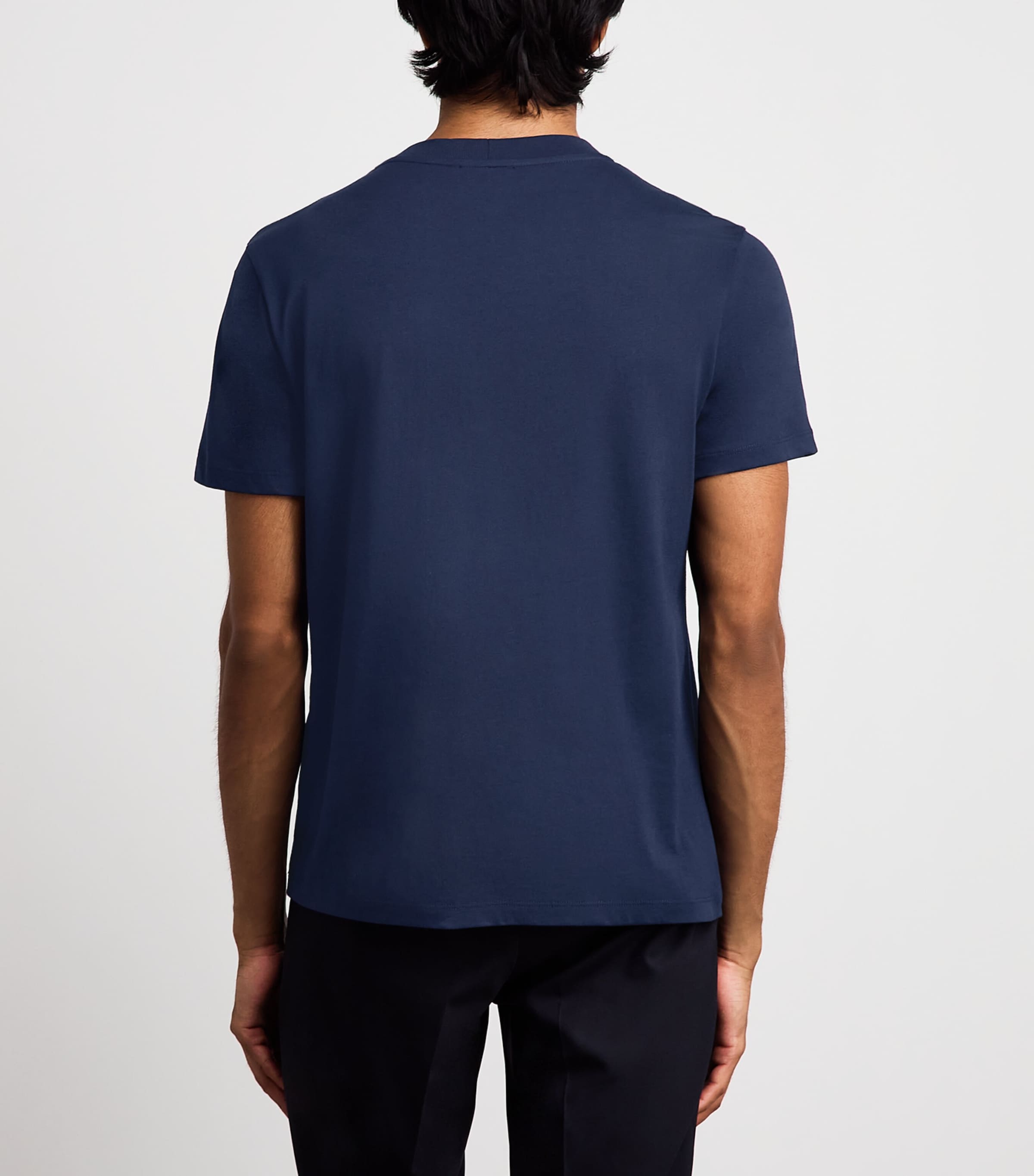 Sandro Paris Mens Cotton Logo-Patch T-Shirt Royal Blue Image 5
