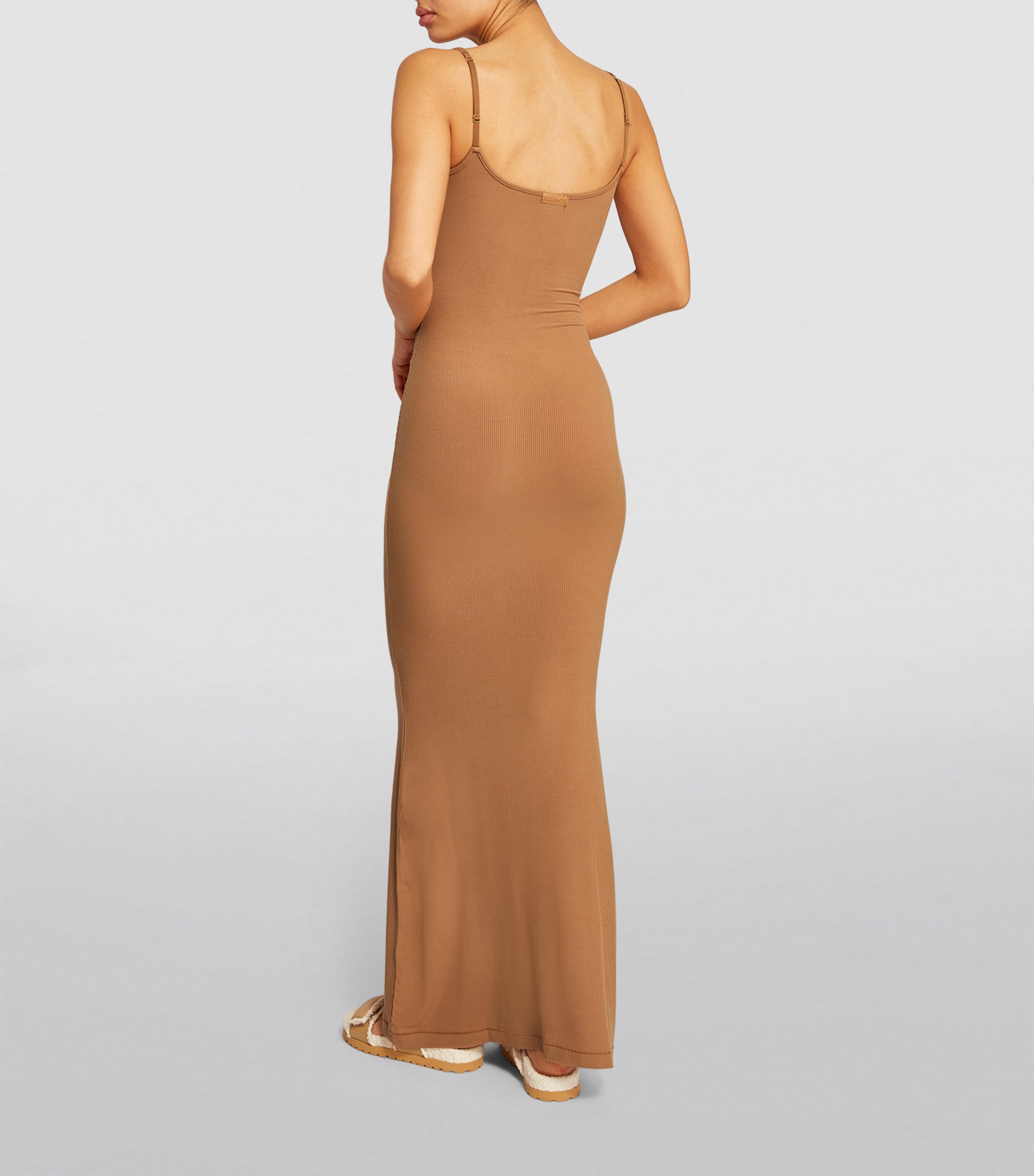 skims brown maxi dress SKIMS Brown Fits Everybody Crew Neck Long Sleeve Maxi Dress SKIMS