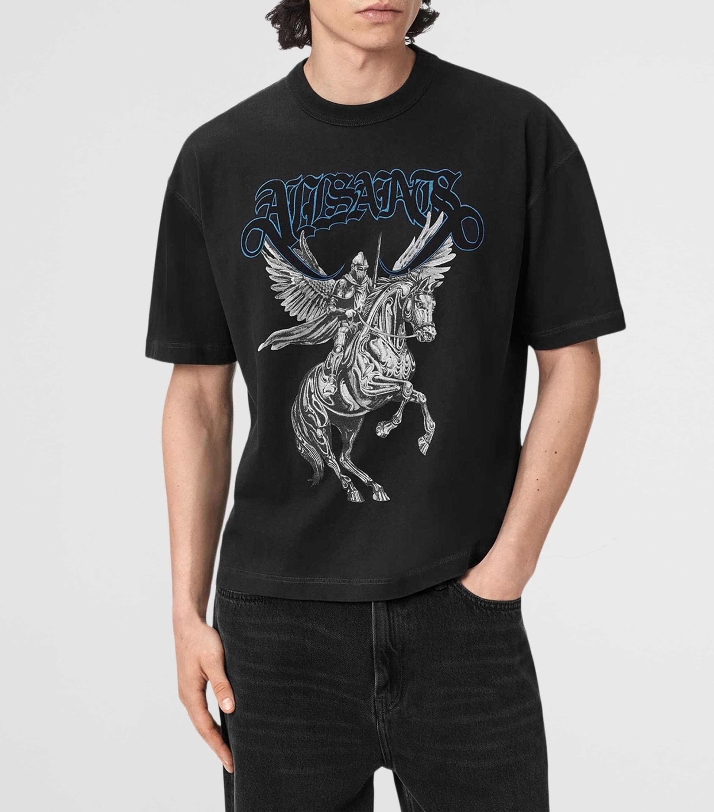 AllSaints Mens Seraph Graphic T-Shirt Washed Black Image 3