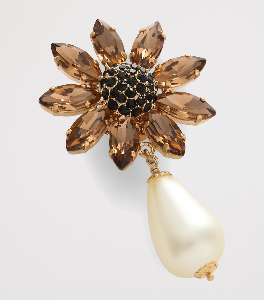 Dolce&Gabbana Embellished Flower Clip-On Earrings Gold Image 2