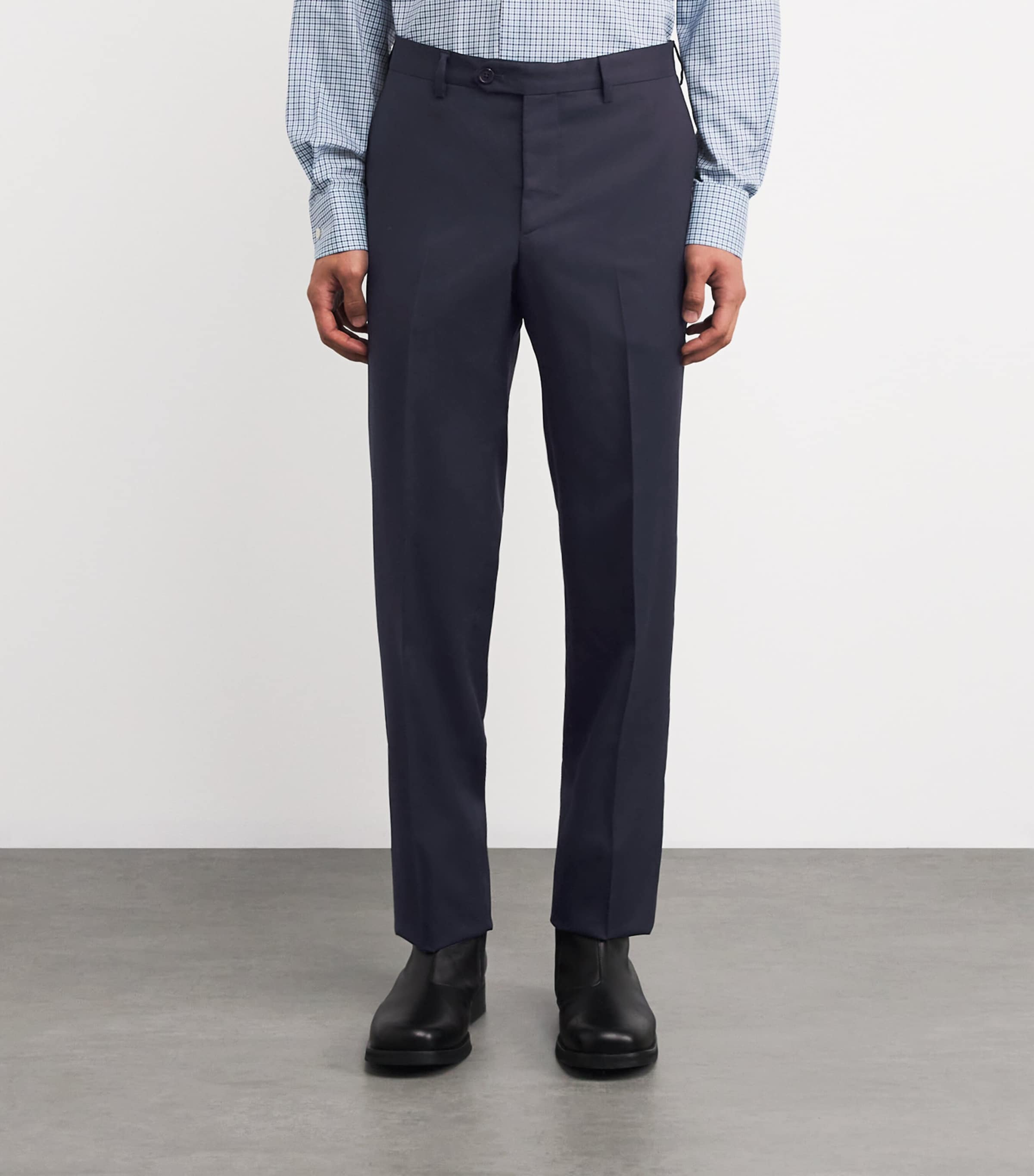 Wool Slim Tailored Trousers 01NAVY Image 3