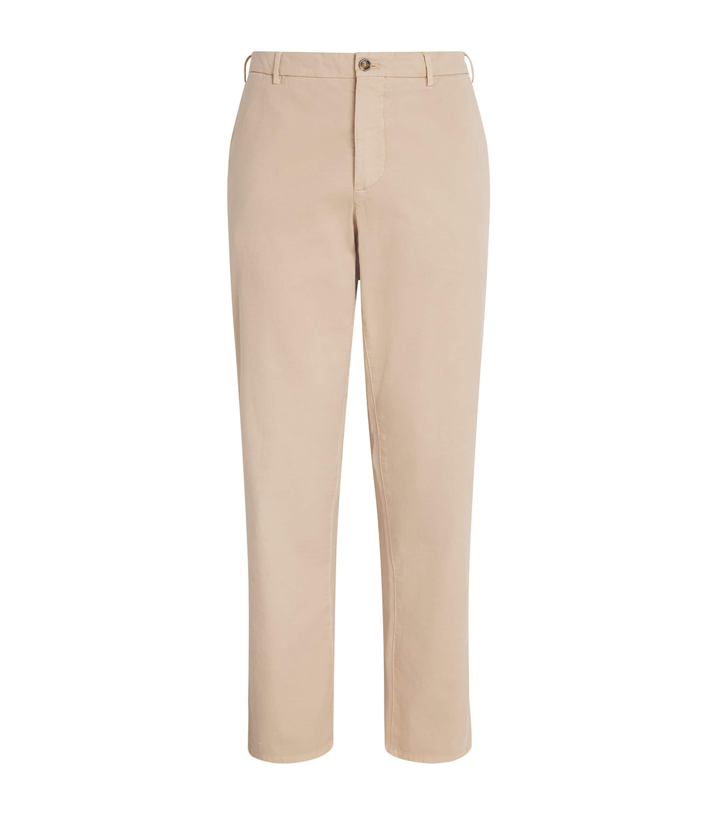 Agnona Mens Stretch-Cotton Straight Chinos Beige Image 1