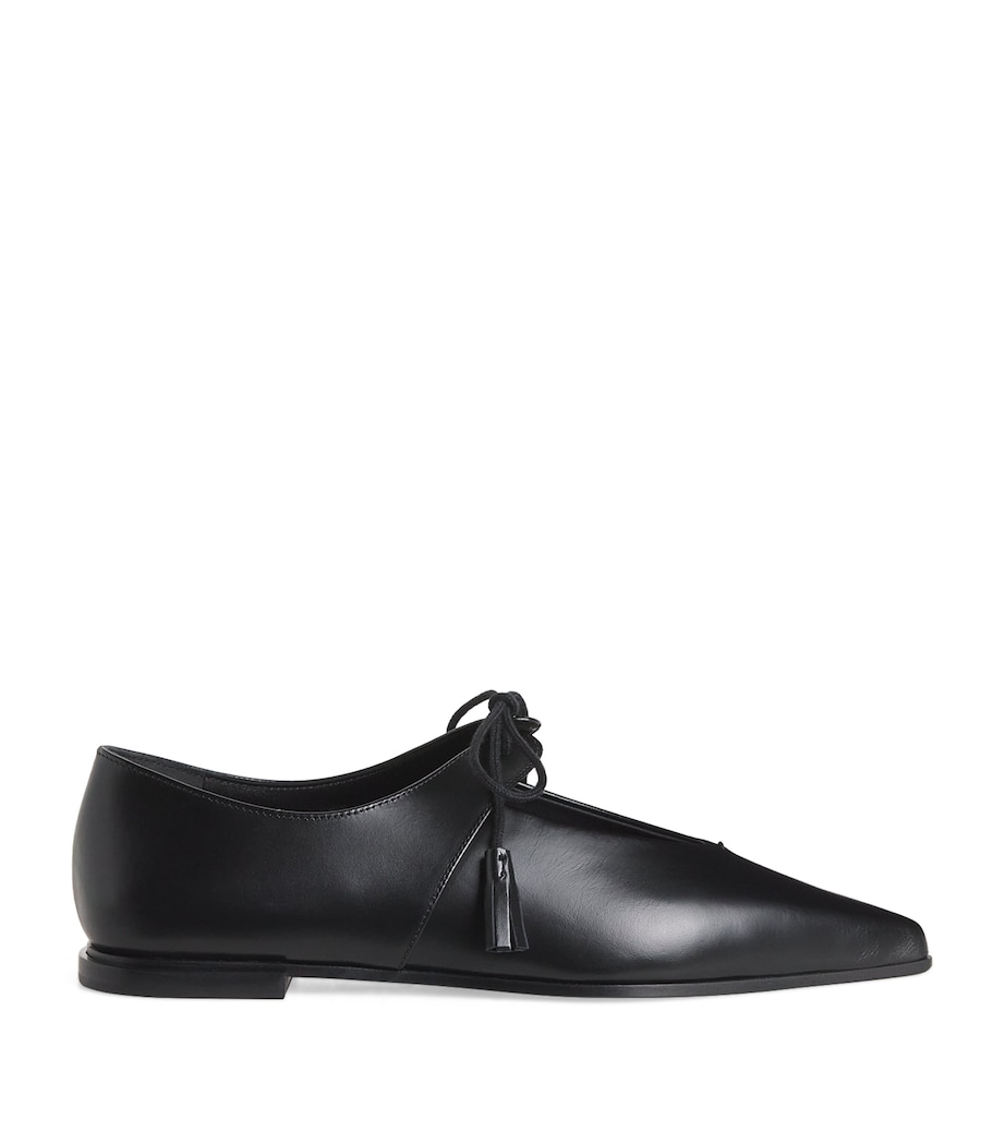 Leather Tapered Ballet Flats BLACK Image 1