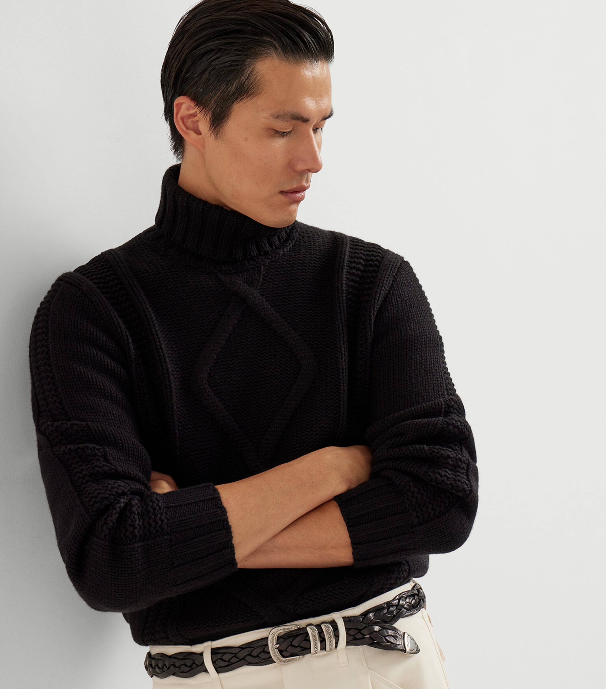 Cashmere Irish Cable-Knit Rollneck Sweater C101 Image 5