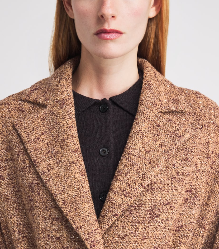 Kiton Womens Wool-Alpaca Single-Breasted Coat Beige / Burgundy Image 3