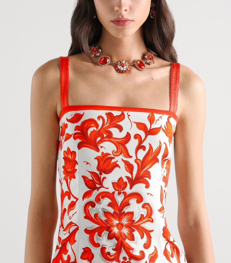 Dolce&Gabbana Womens Silk-Blend Majolica Print Mini Dress Combined Colou Image 4