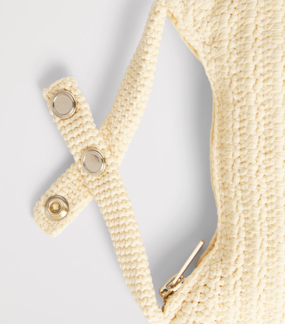 Sandro Paris Mini Crochet Top-Handle Bag Ecru Image 5