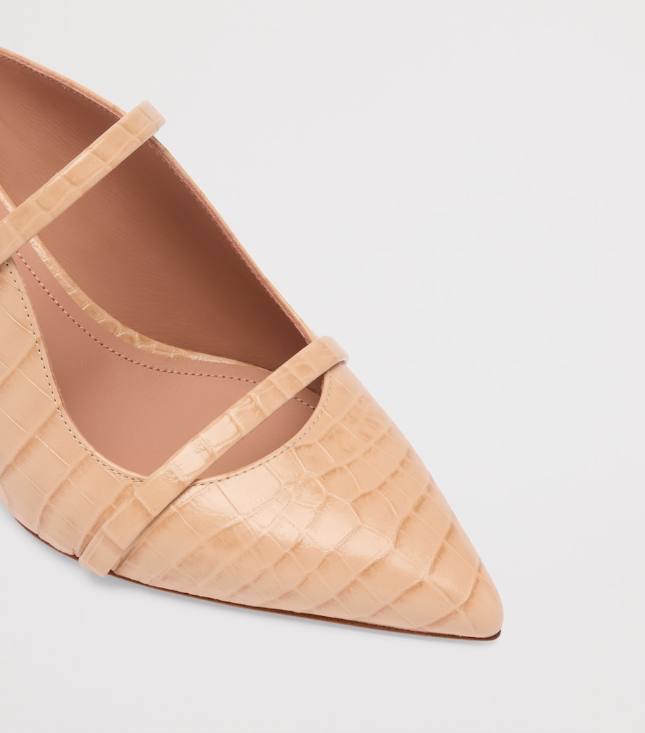 Croc-Embossed Leather Maureen Heeled Mules 45 BUFF Image 5