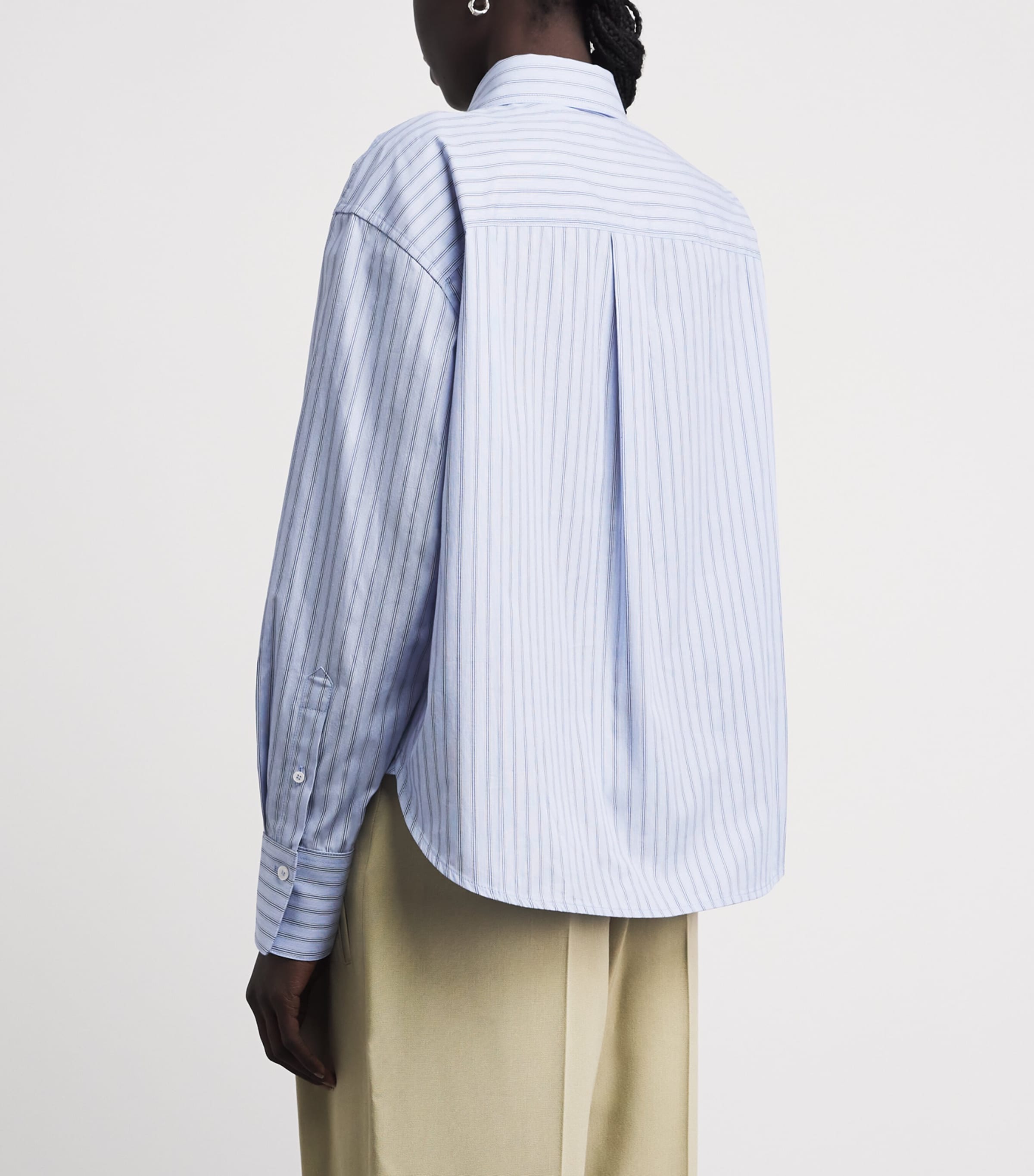 Victoria Beckham Womens Cotton Stripe Cropped Ellys Shirt Blue / Multi Image 5