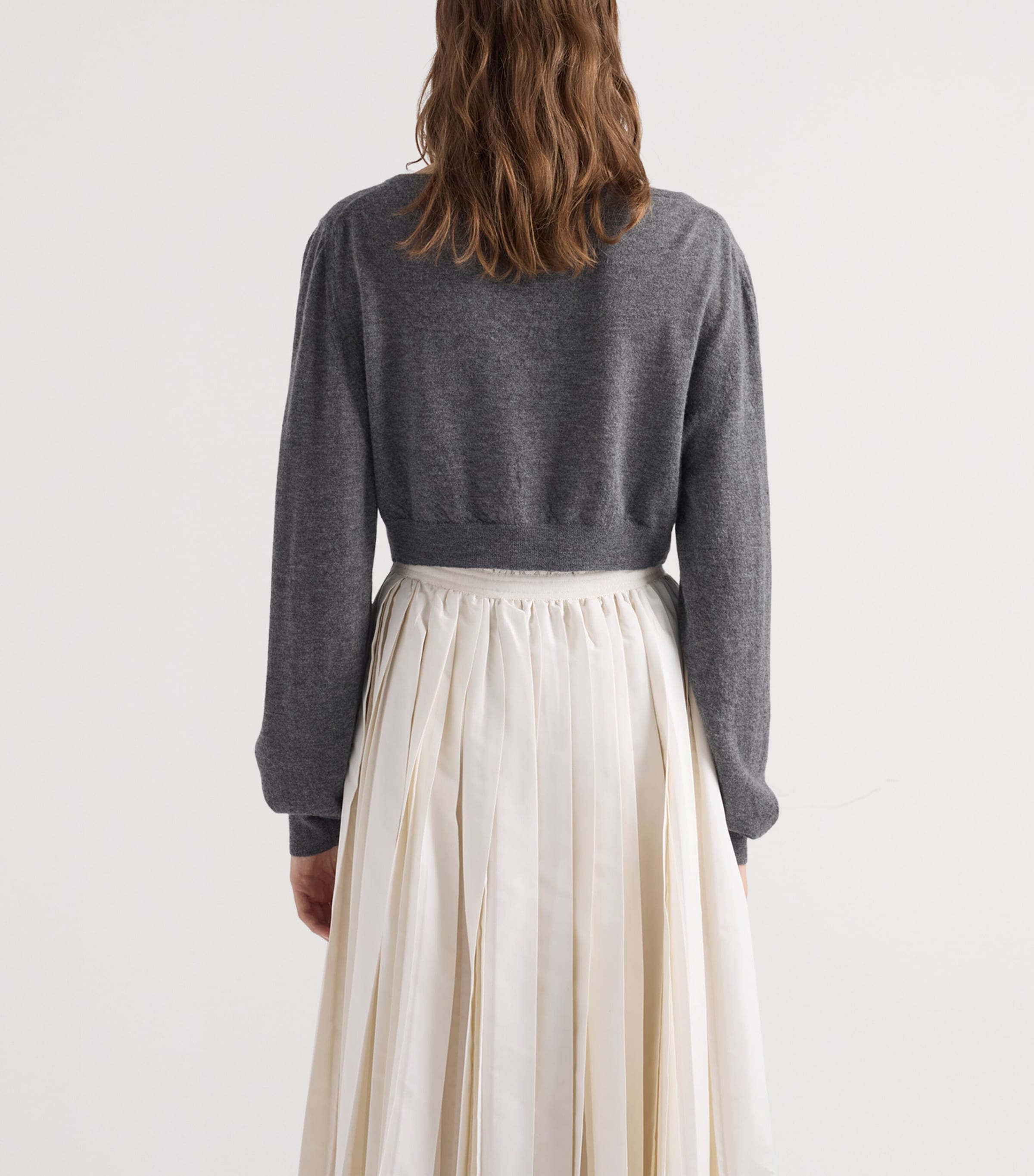 Prada Womens Cashmere Cropped Cardigan Grey Image 5