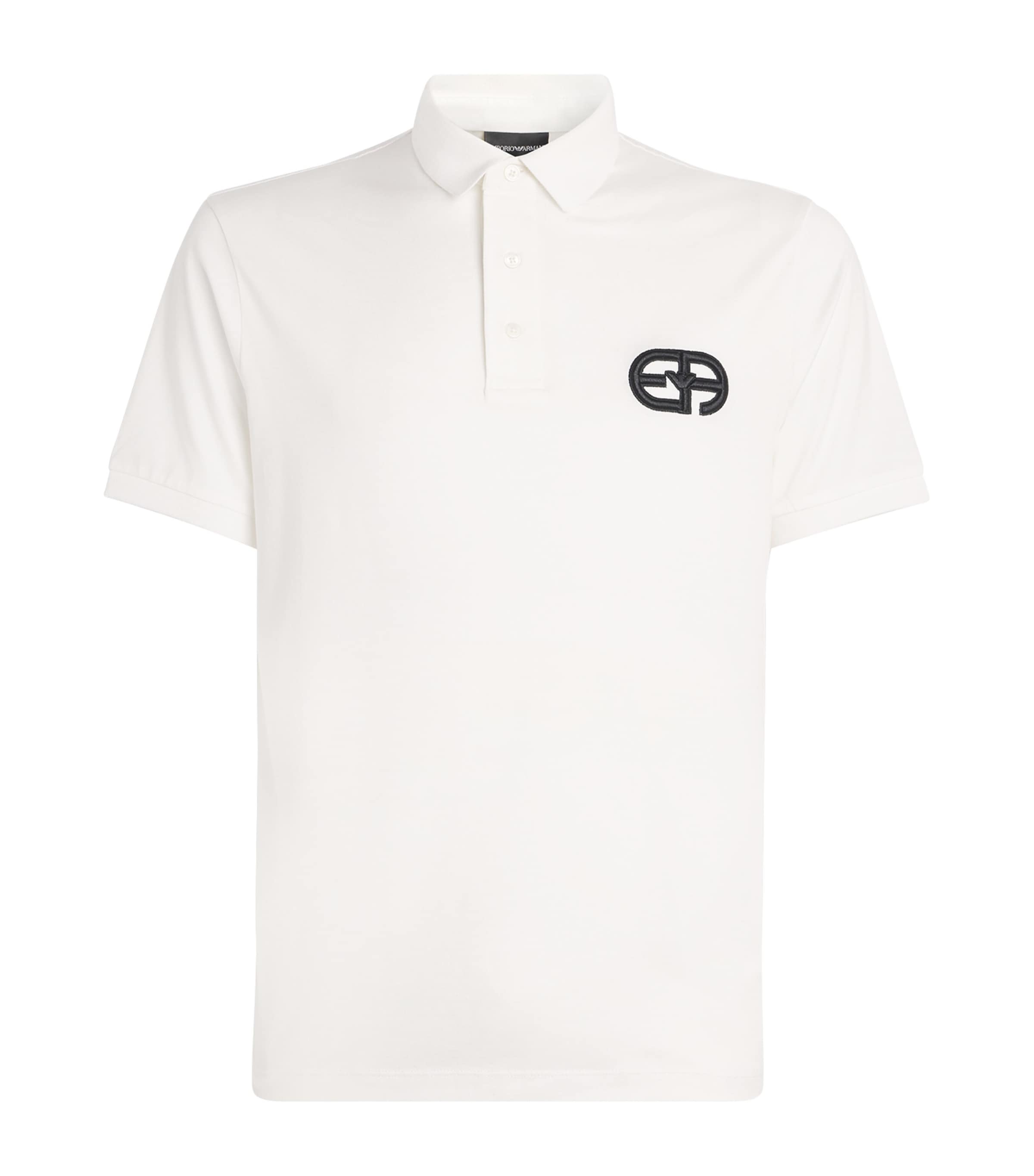 Emporio Armani Embroidered Logo Polo Shirt In White