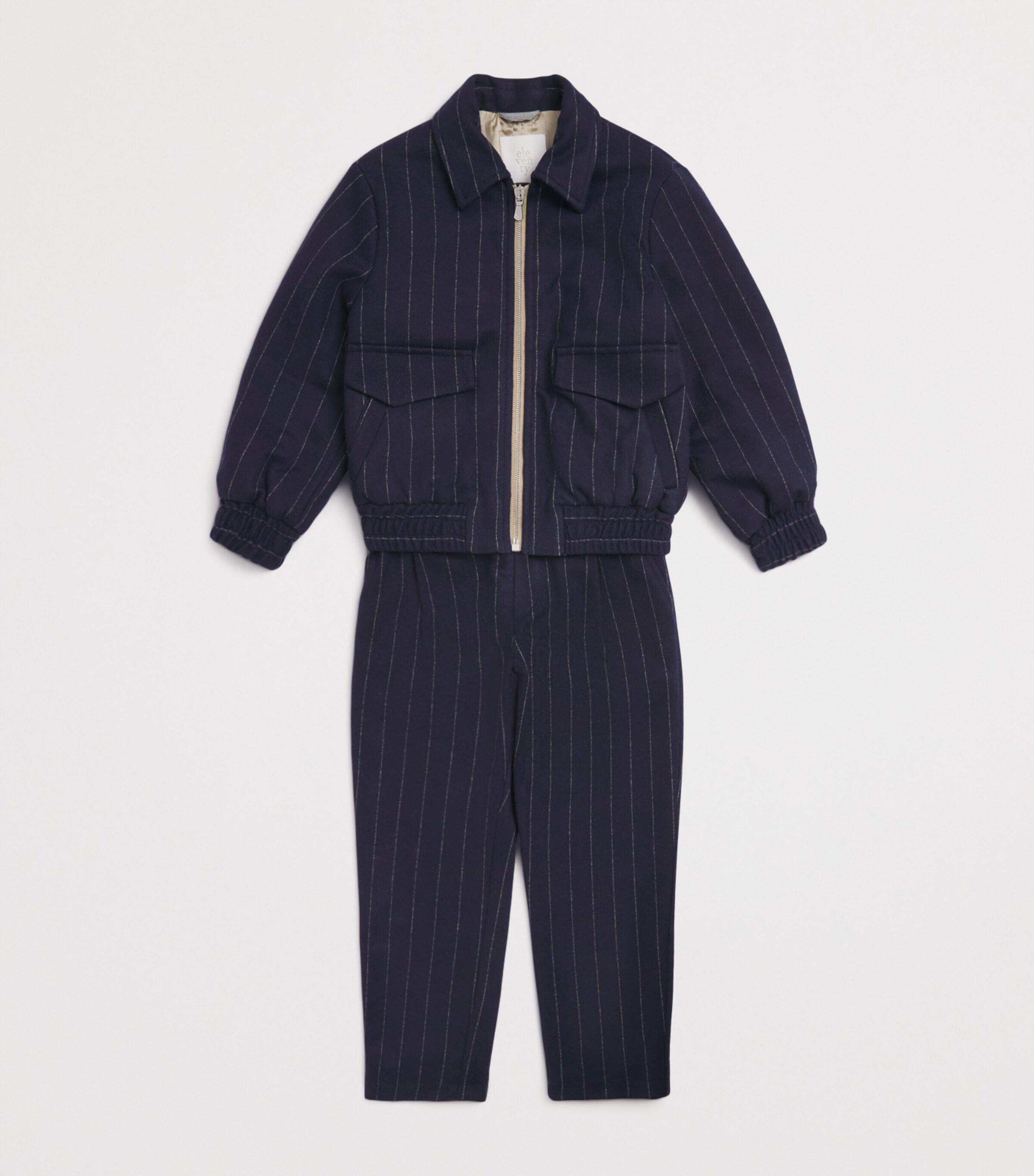 Pinstripe Harrington Bomber Jacket (2-16 Years) 625BGBLU/BEIGE Image 3