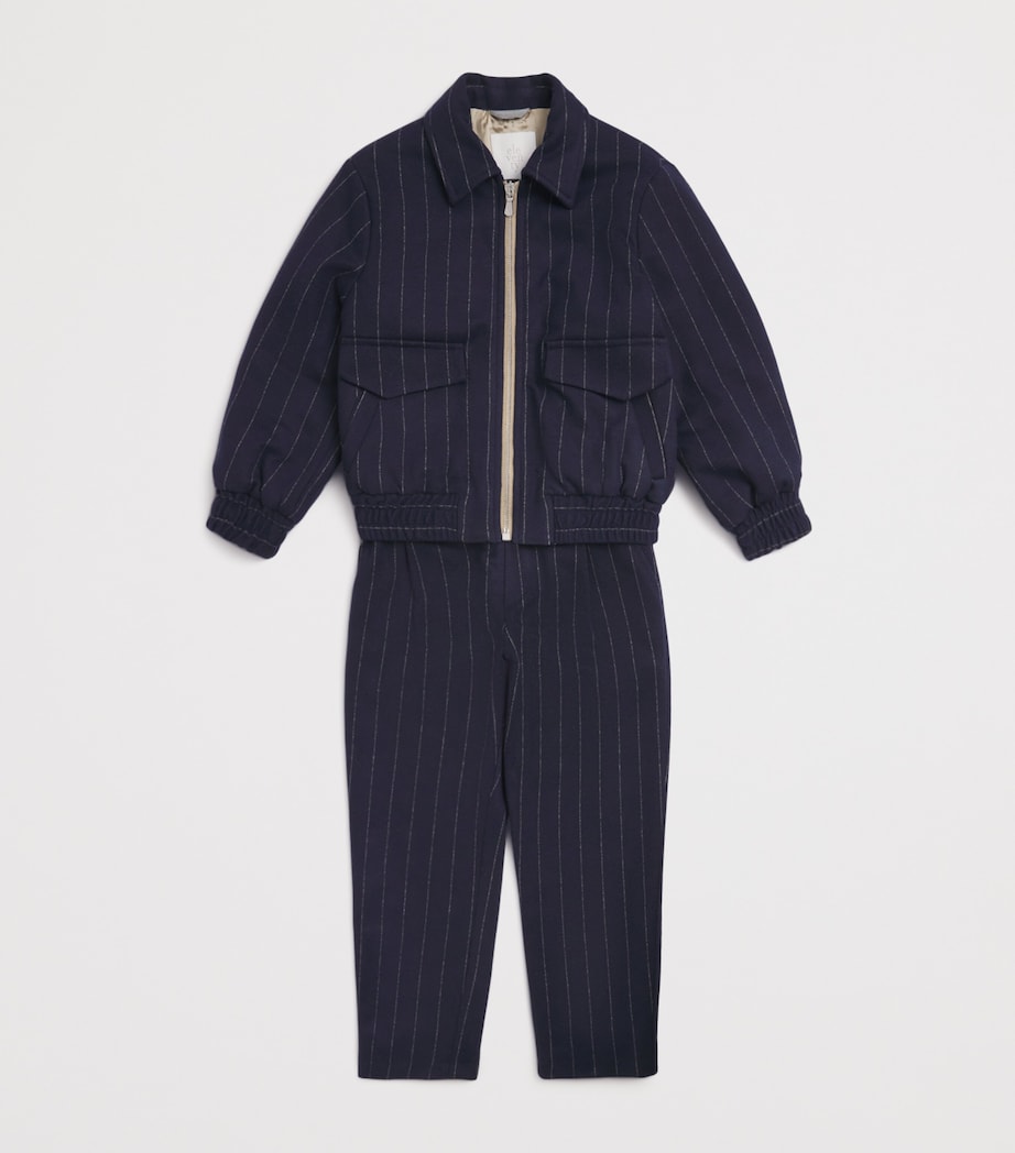 Pinstripe Harrington Bomber Jacket (2-16 Years) 625BGBLU/BEIGE Image 3