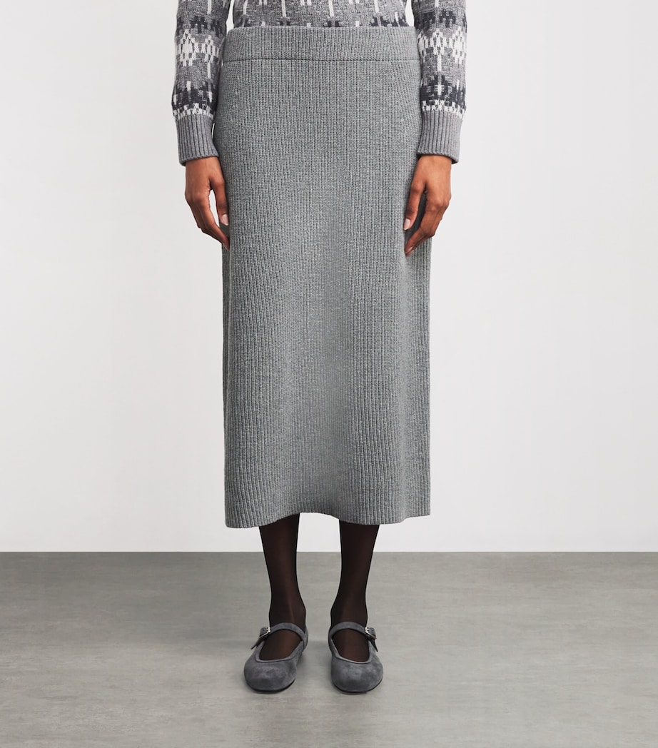 Lambswool-Blend Ribbed Midi Skirt 3530 M GREY MEL Image 3
