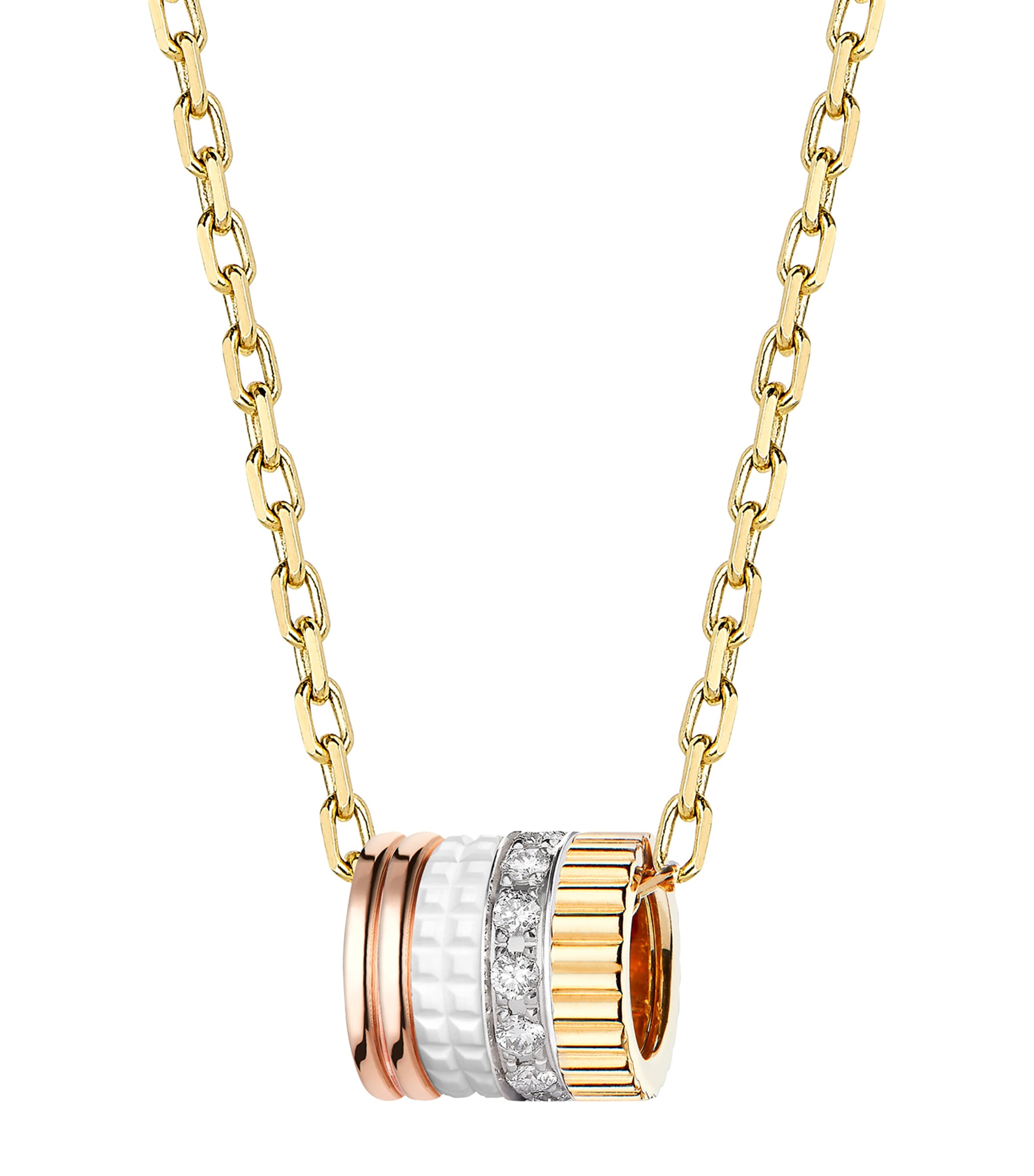 Boucheron Mixed Gold And Diamond Quatre White Edition Pendant Necklace