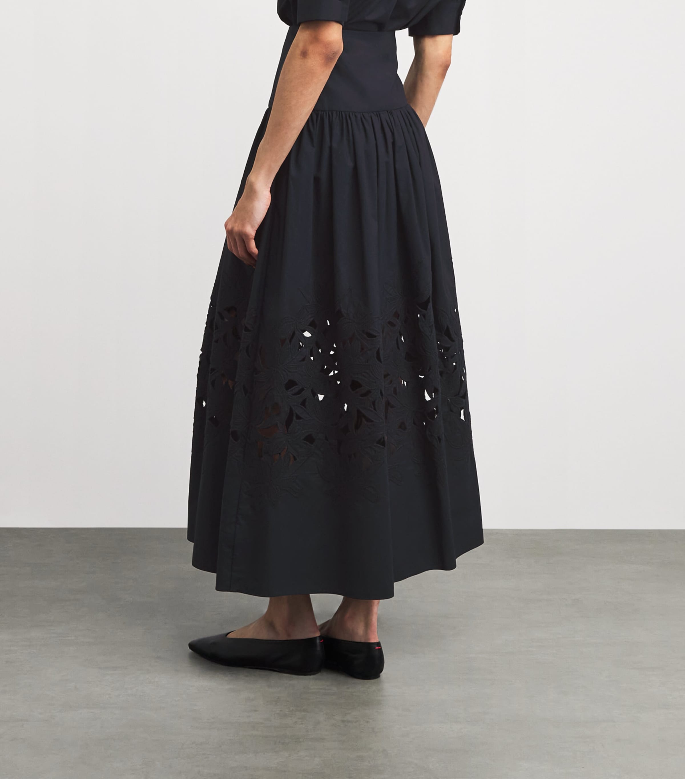 Agnona Womens Cotton Floral Appliqué Maxi Skirt Dark Blue Navy Image 5