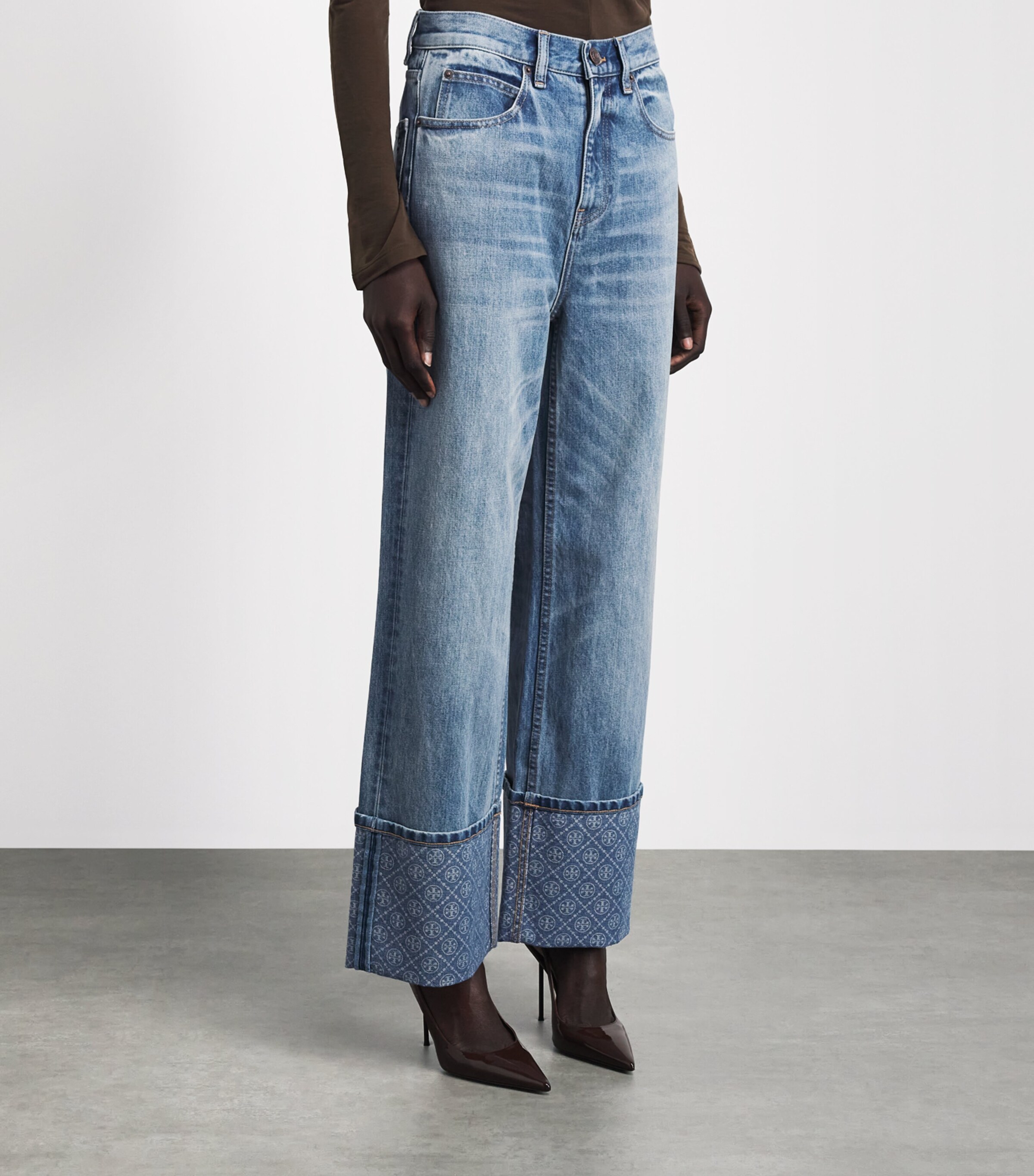 Tory Burch Womens High-Rise Straight Jeans Lght Vntge Wsh Image 4