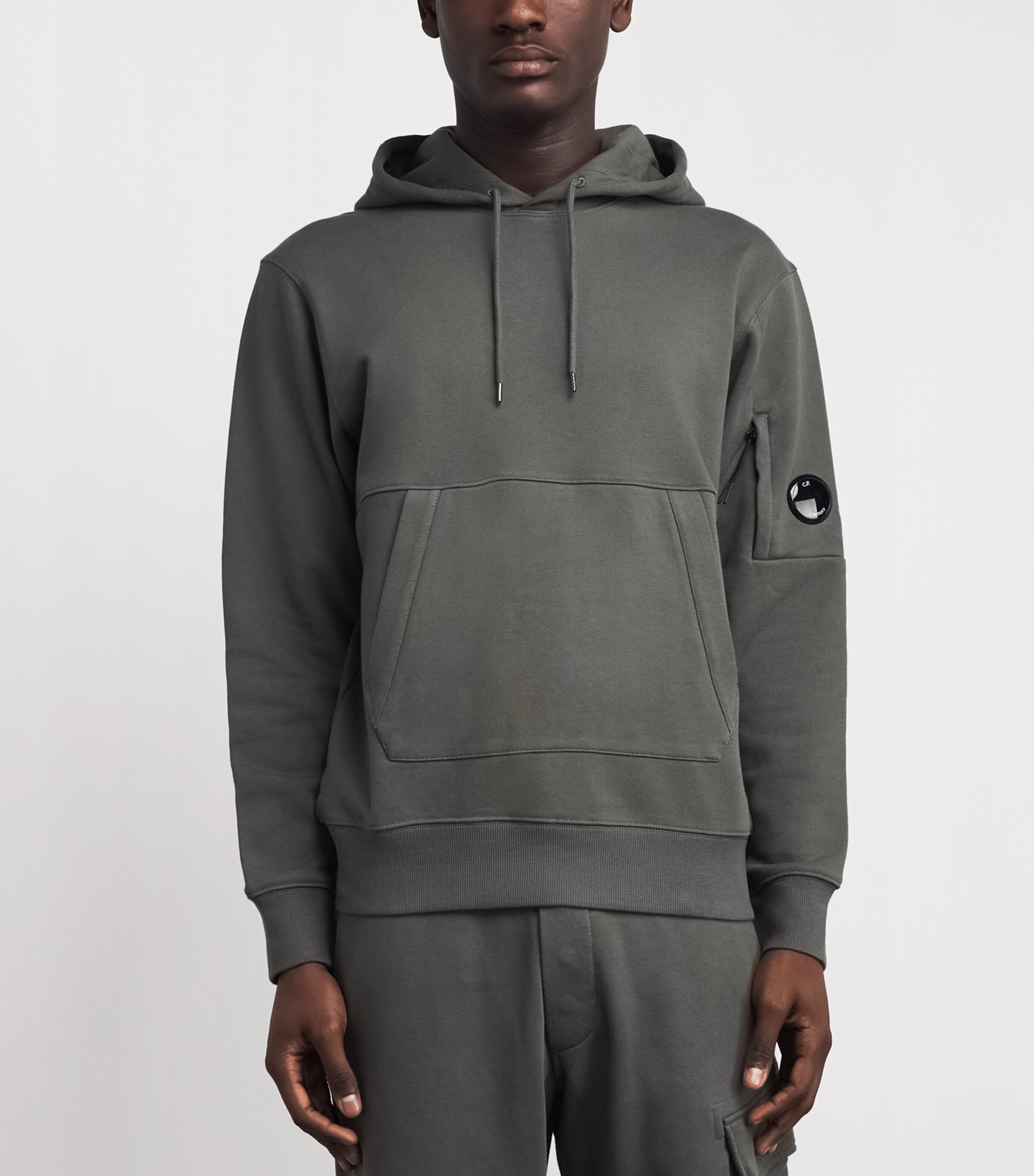C.P. Company Mens Cotton Goggle-Pocket Hoodie Gunmetal Image 4