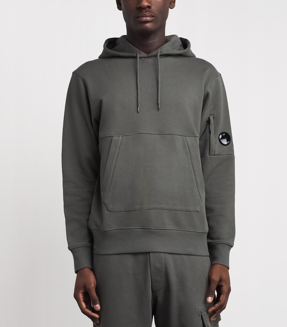 C.P. Company Mens Cotton Goggle-Pocket Hoodie Gunmetal Image 4