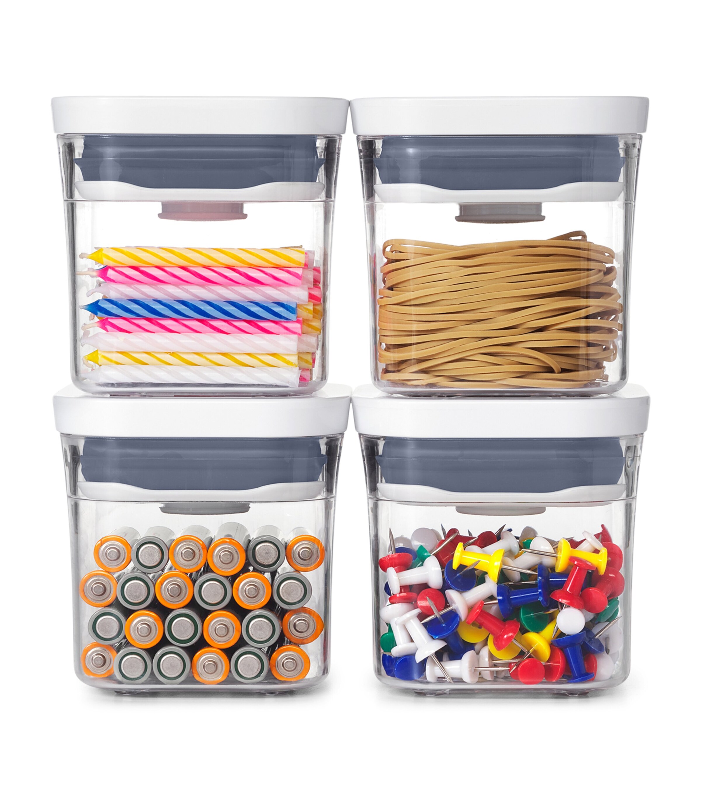 Set of 4 Mini POP Containers CLEAR/WHITE Image 3