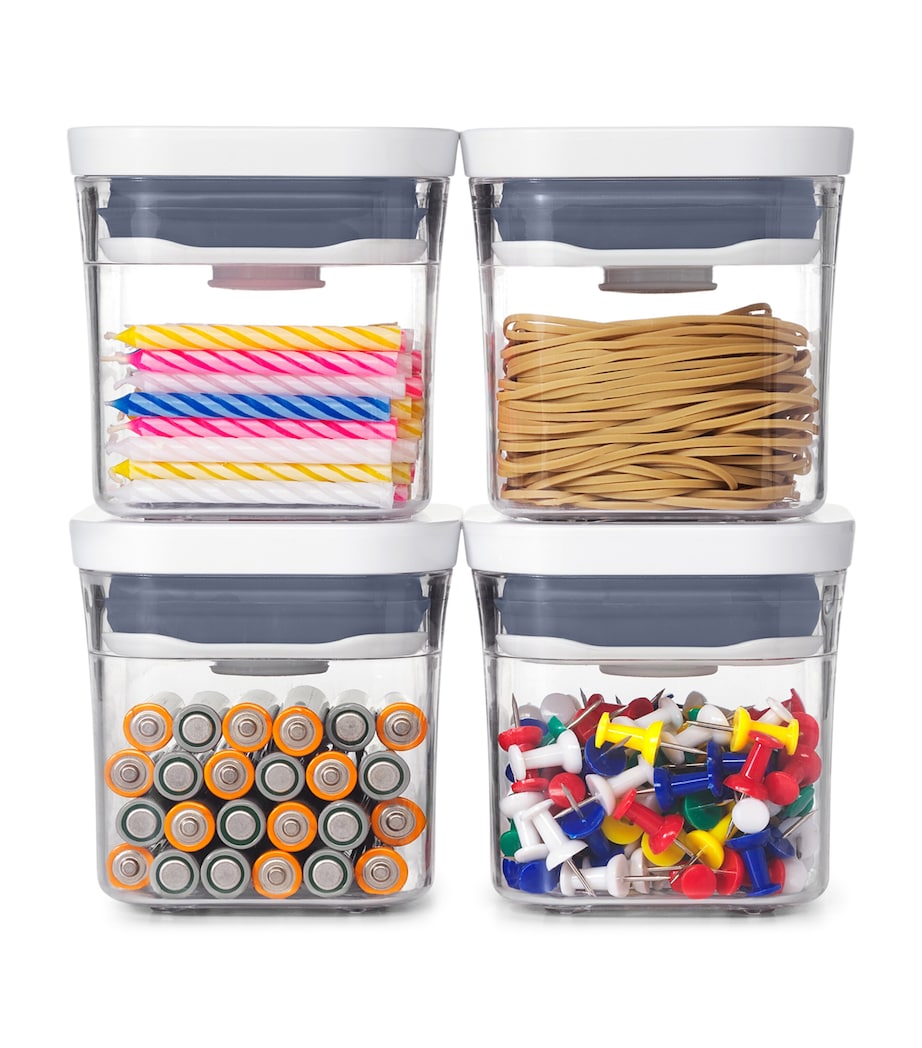 Set of 4 Mini POP Containers CLEAR/WHITE Image 3