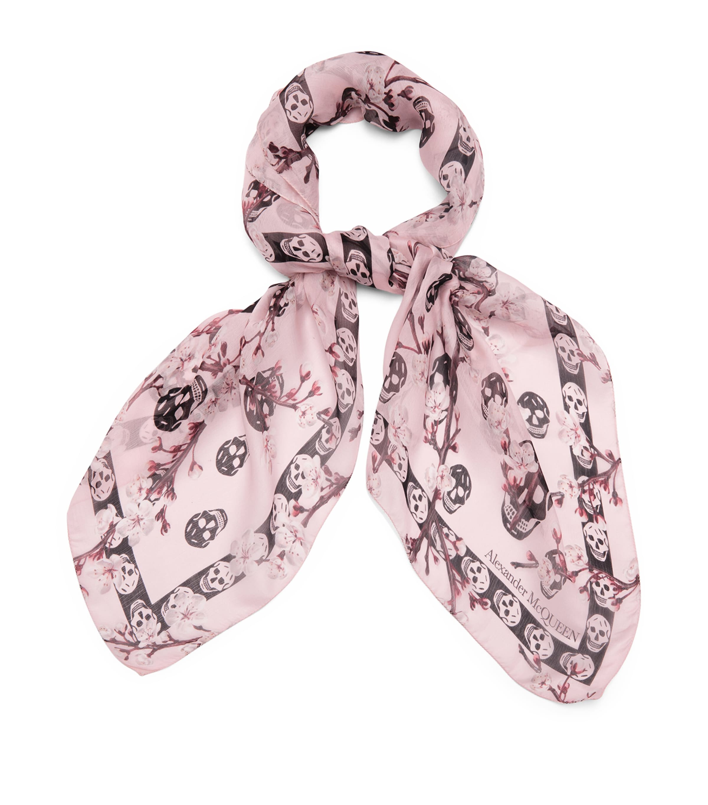 Alexander Mcqueen Silk Skull Print Scarf In Pattern