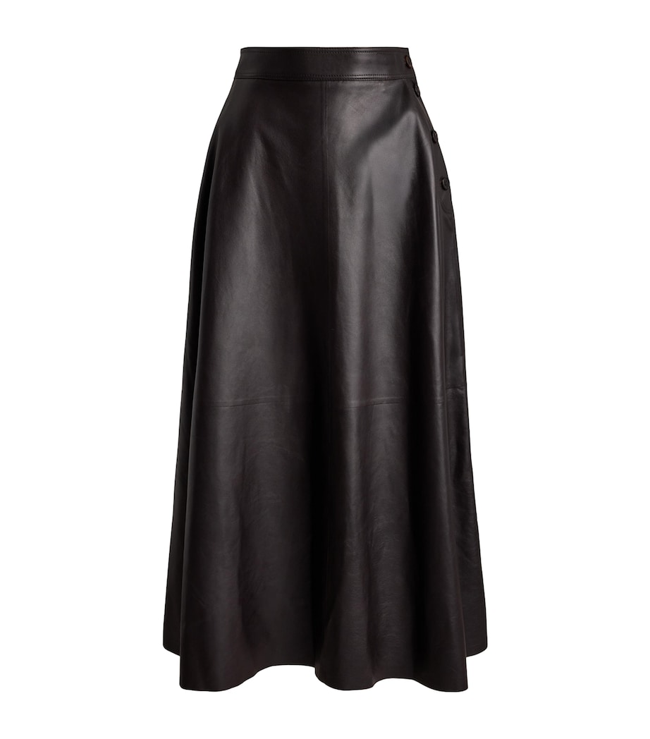 Ralph Lauren Collection Womens Leather Vickie Midi Skirt Espresso Image 1