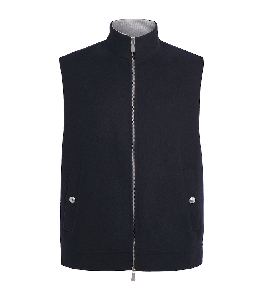 Wool Two-Way Zip Gilet BLU, ZUCCHERO Image 1