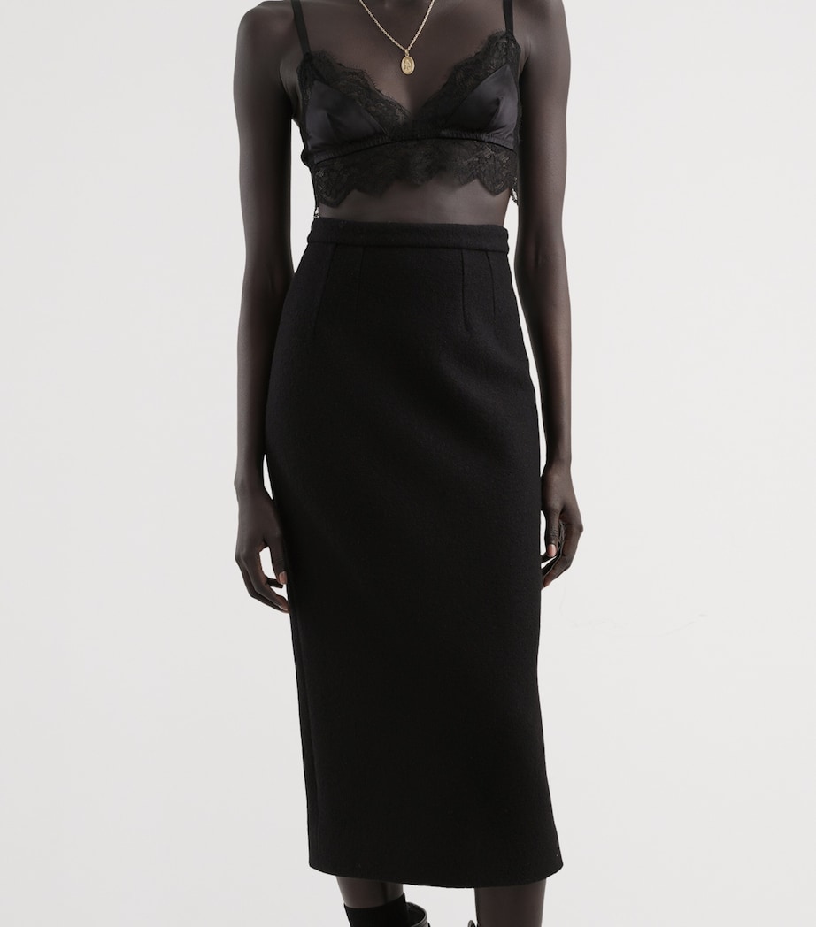 Virgin Wool Midi Skirt N0000-BLACK Image 4