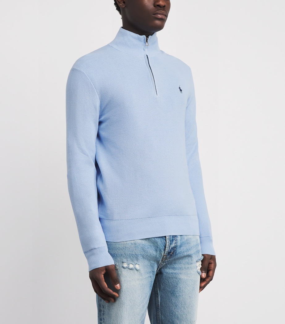 Cotton Half-Zip Sweater OFFICE BLUE Image 3