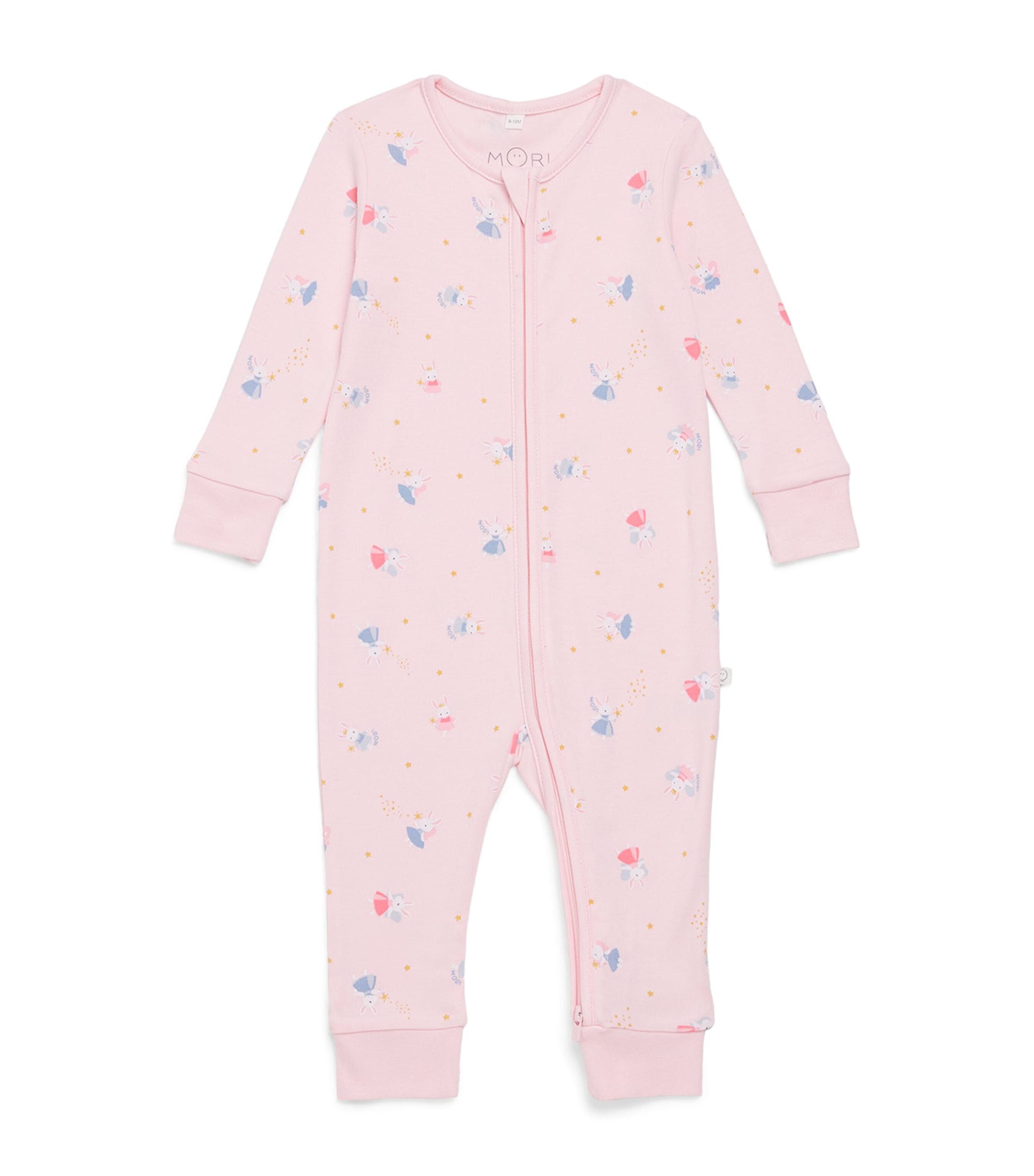 MORI Enchanted Bunny Print Clever Playsuit (0-24 Months) Pink Bunny Image 1