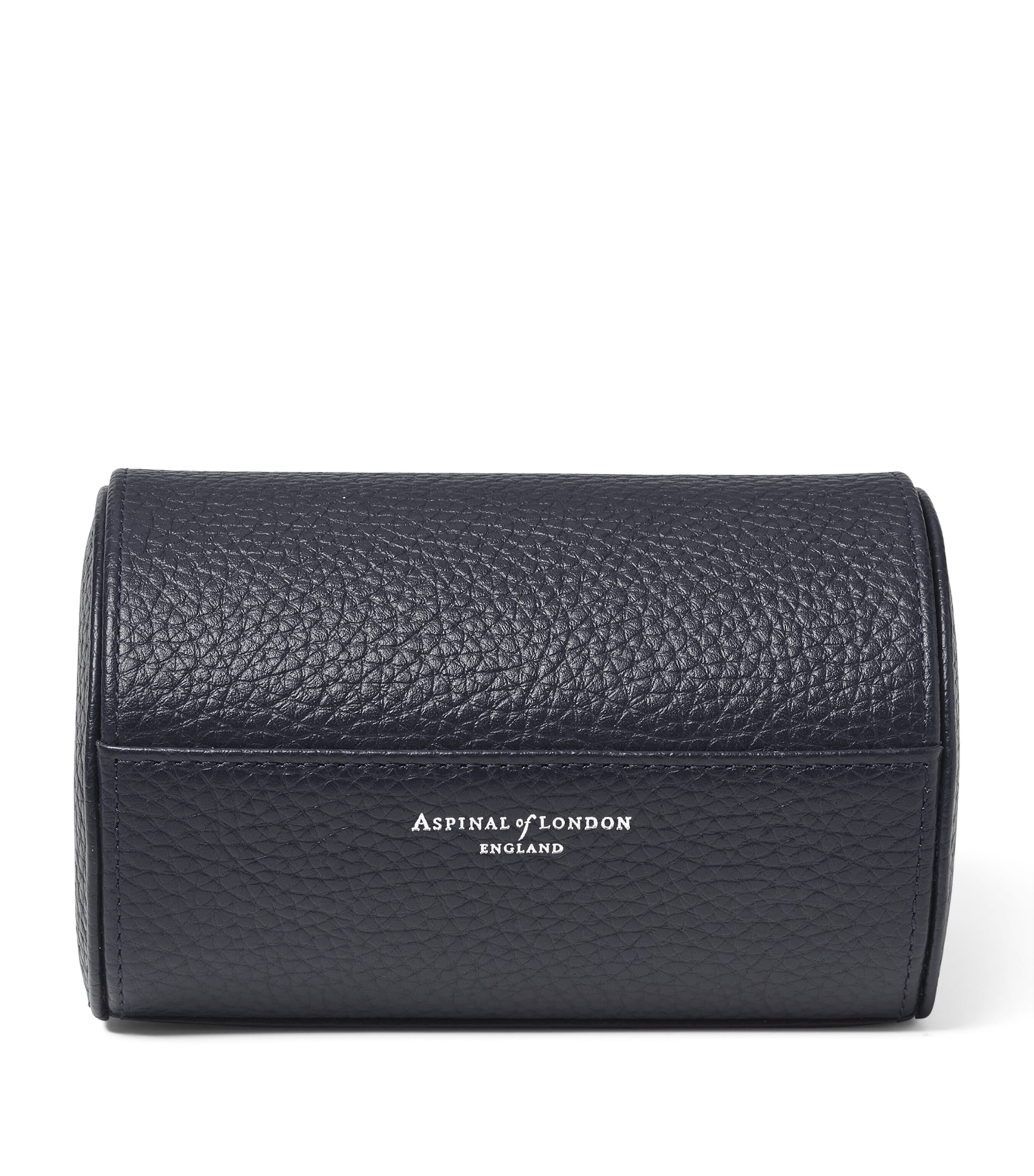 Aspinal Of London Grained Leather Double Watch Box Navy Image 4