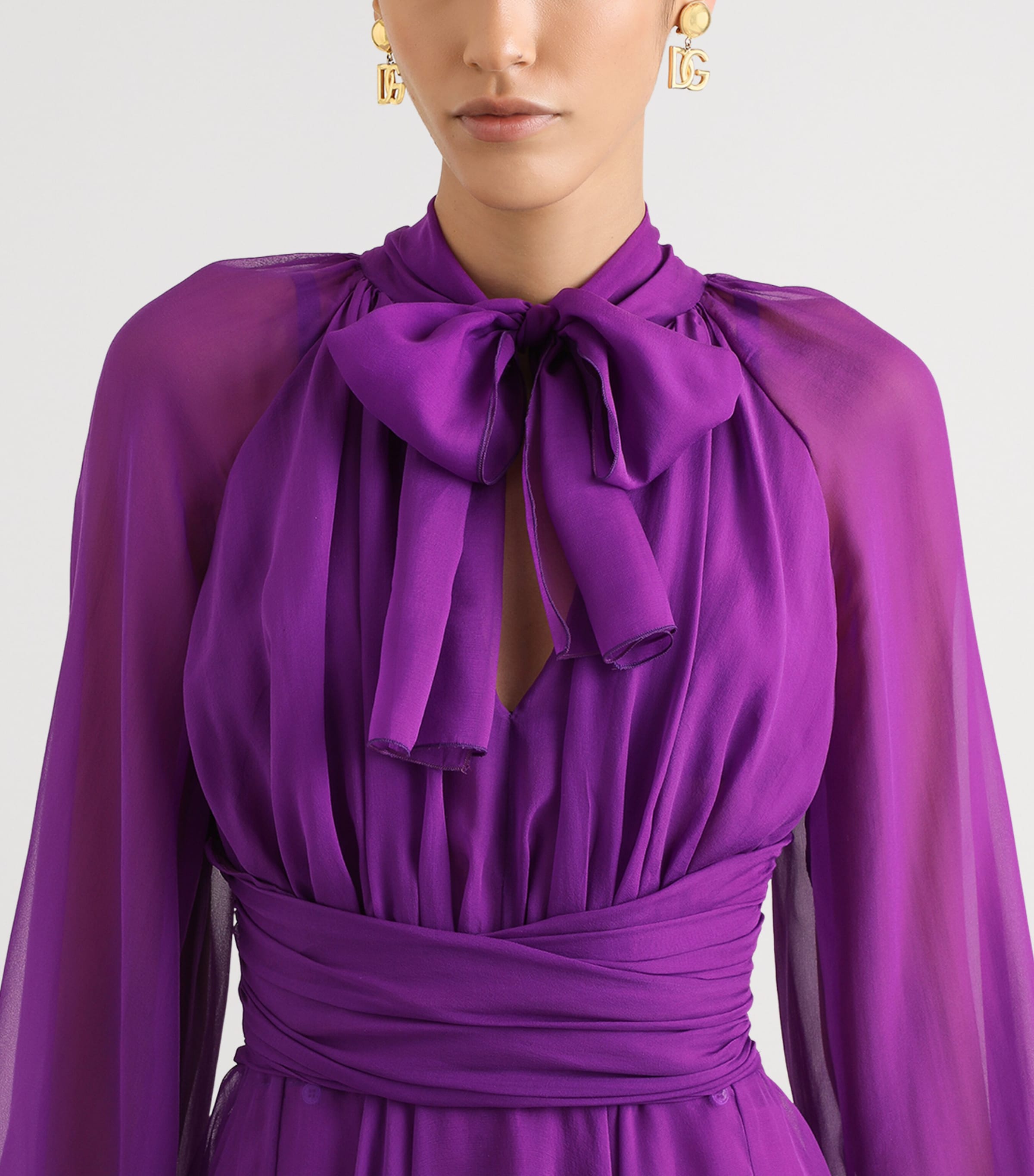Dolce&Gabbana Womens Chiffon Draped Mini Dress Purple Image 5