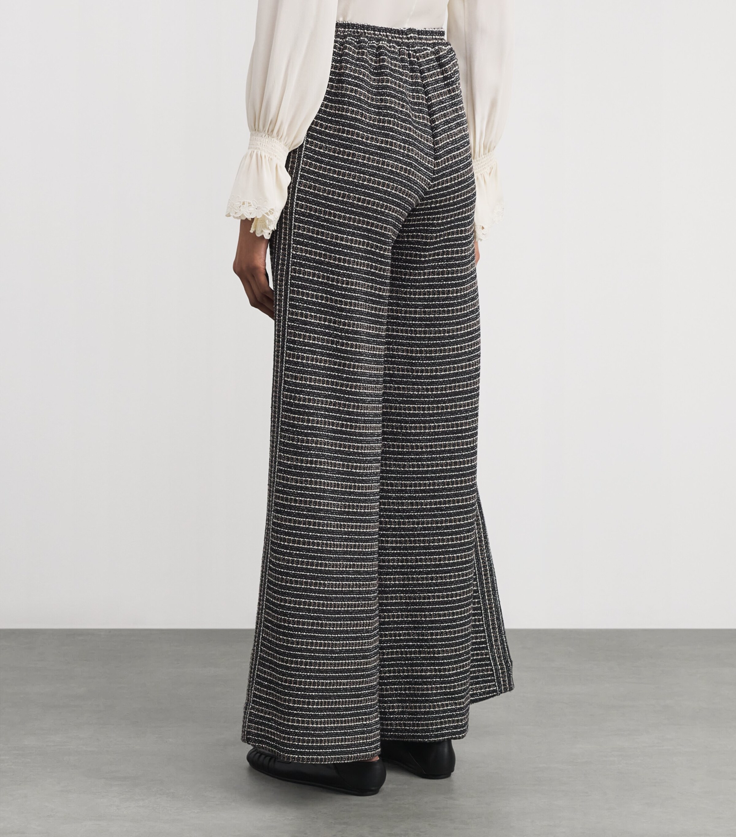 ME+EM Womens Tweed AM-PM Wide-Leg Trousers Black Multi Image 4