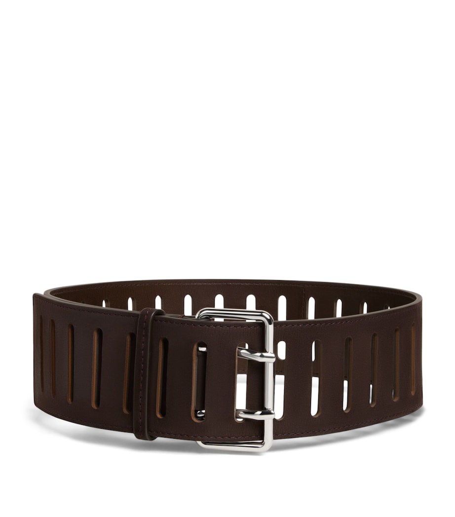 Alaïa Leather Rectangular Buckle Belt Dark Brown Image 1