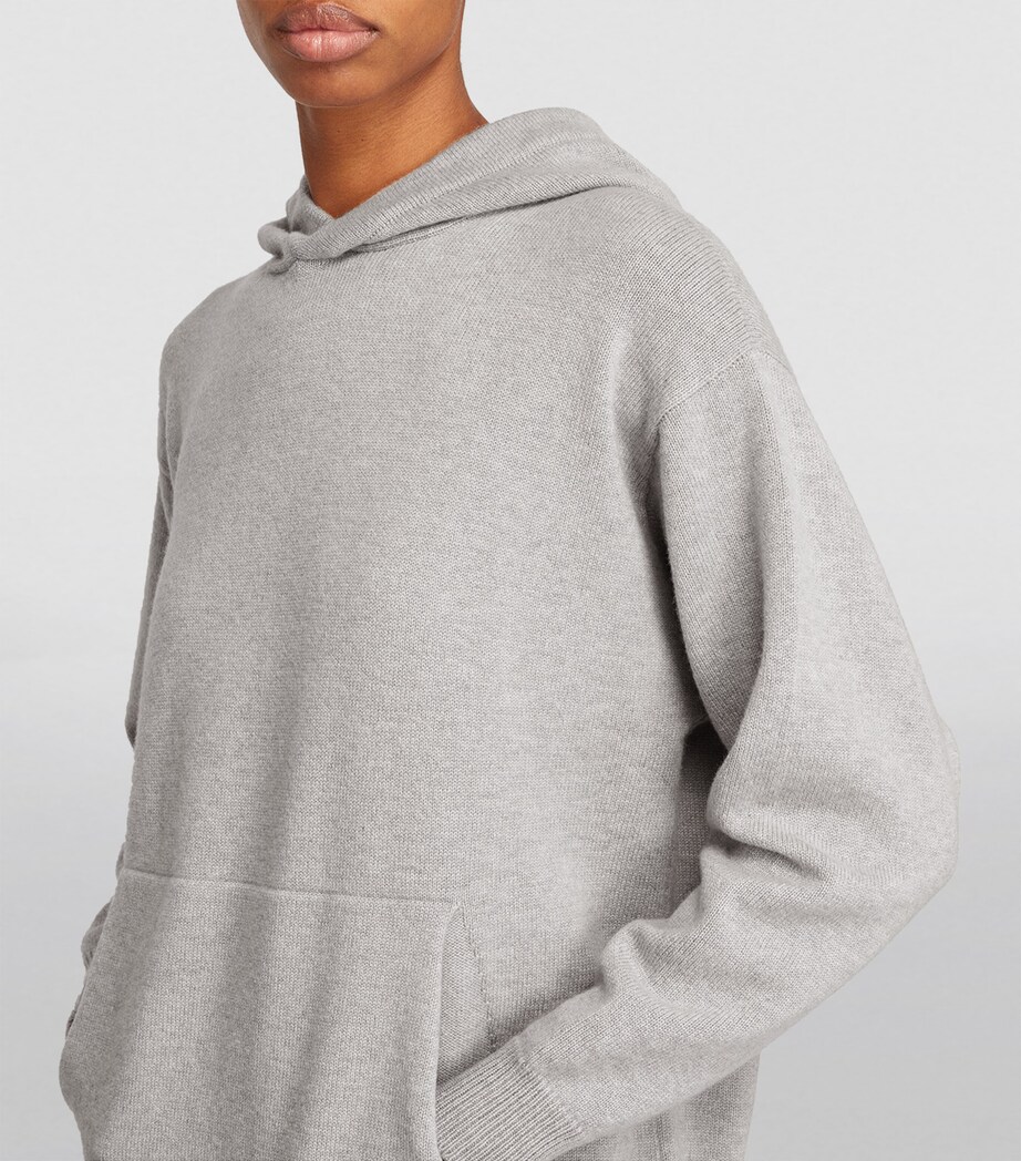 Harrods Womens Cashmere Hoodie Pale Grey Marl Image 6