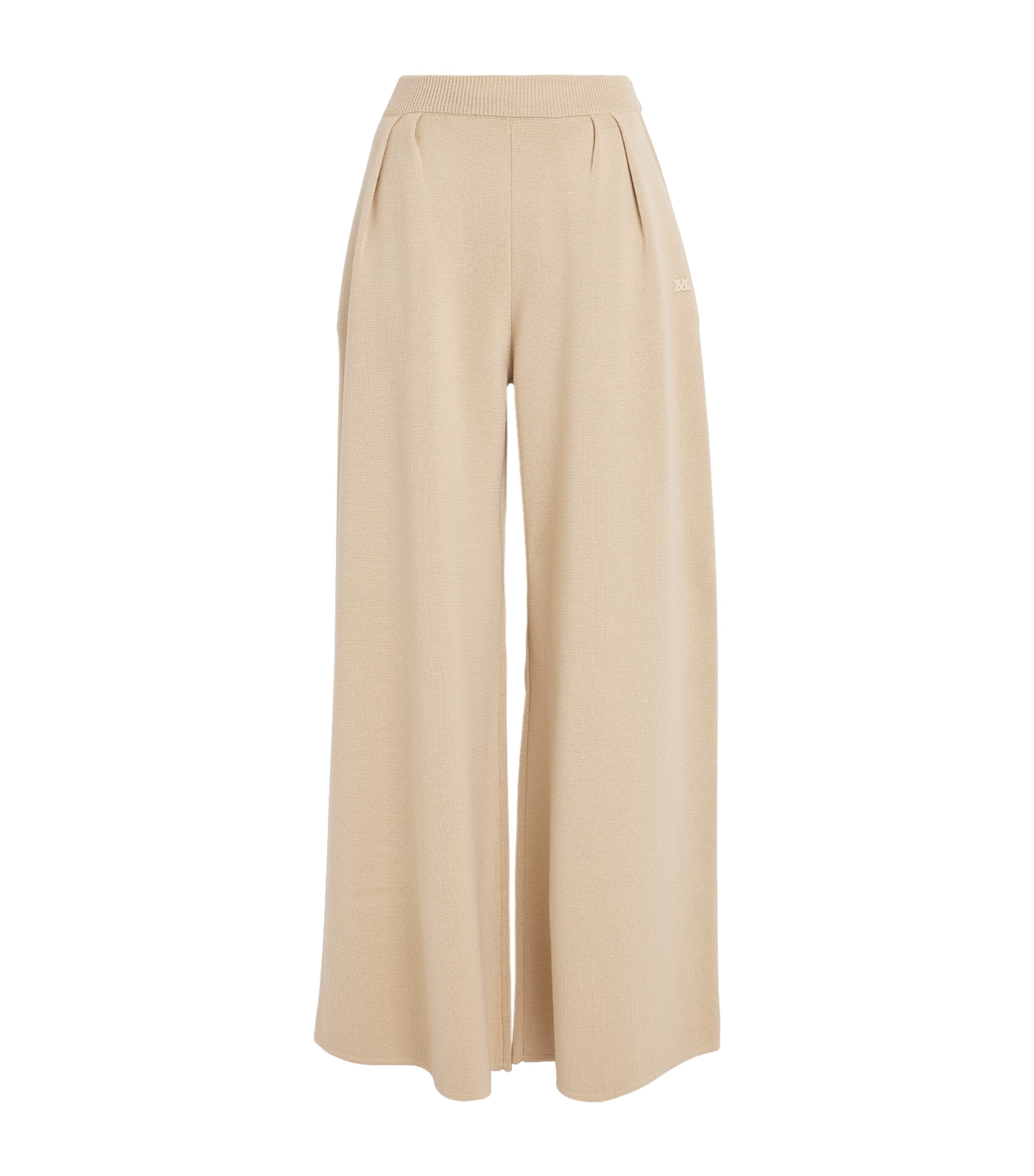Max Mara Virgin Wool Knitted Trousers In Beige