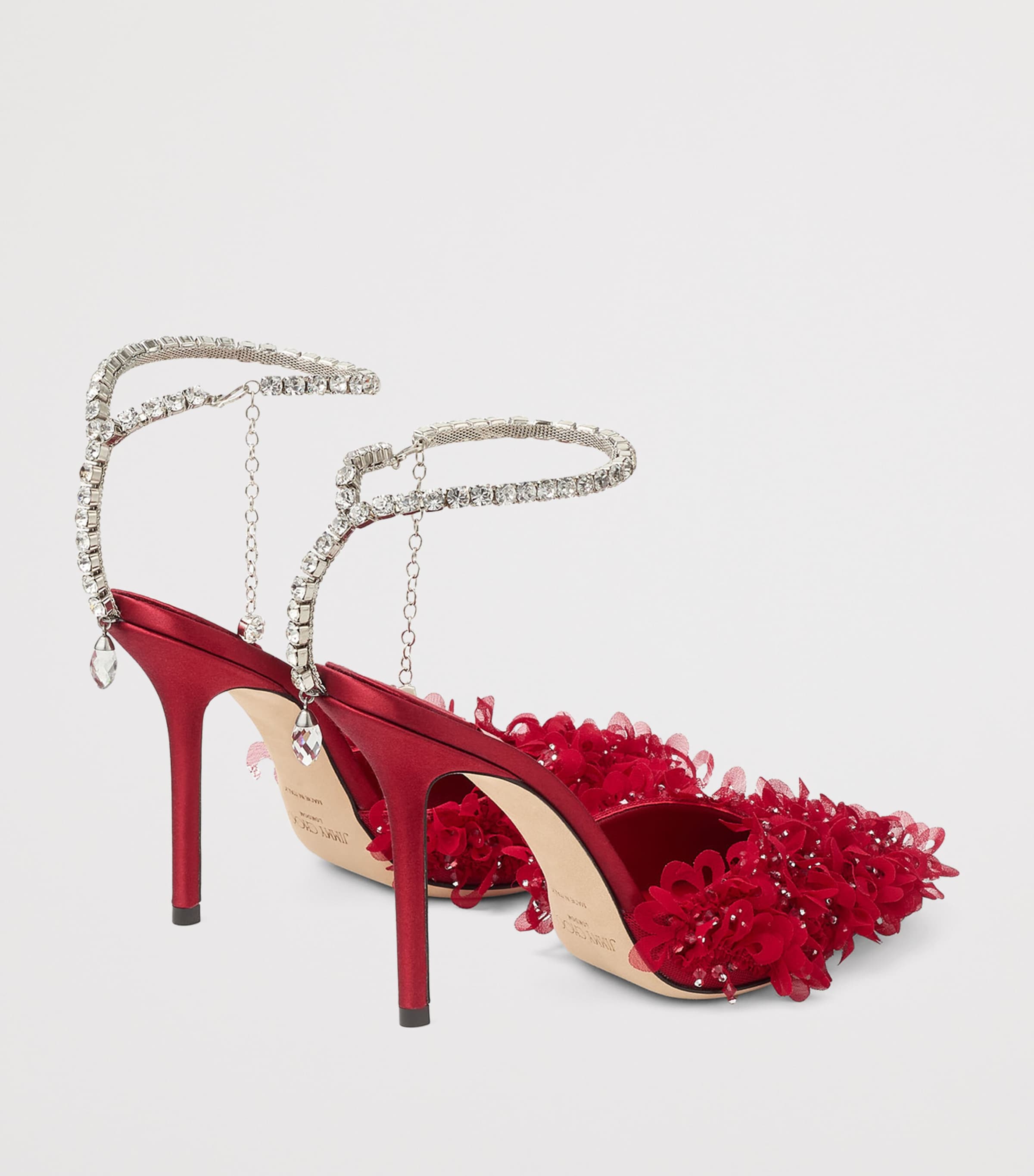 Saeda 100 Floral Embellished Pumps RUBY RED/CRYSTAL Image 4