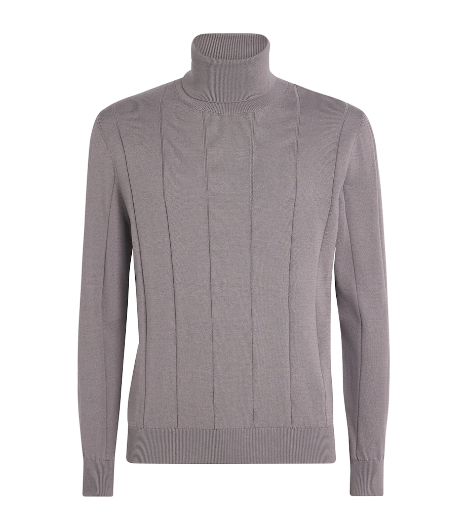Cotton-Cashmere Ribbed Rollneck Sweater MIRTILLO Image 1