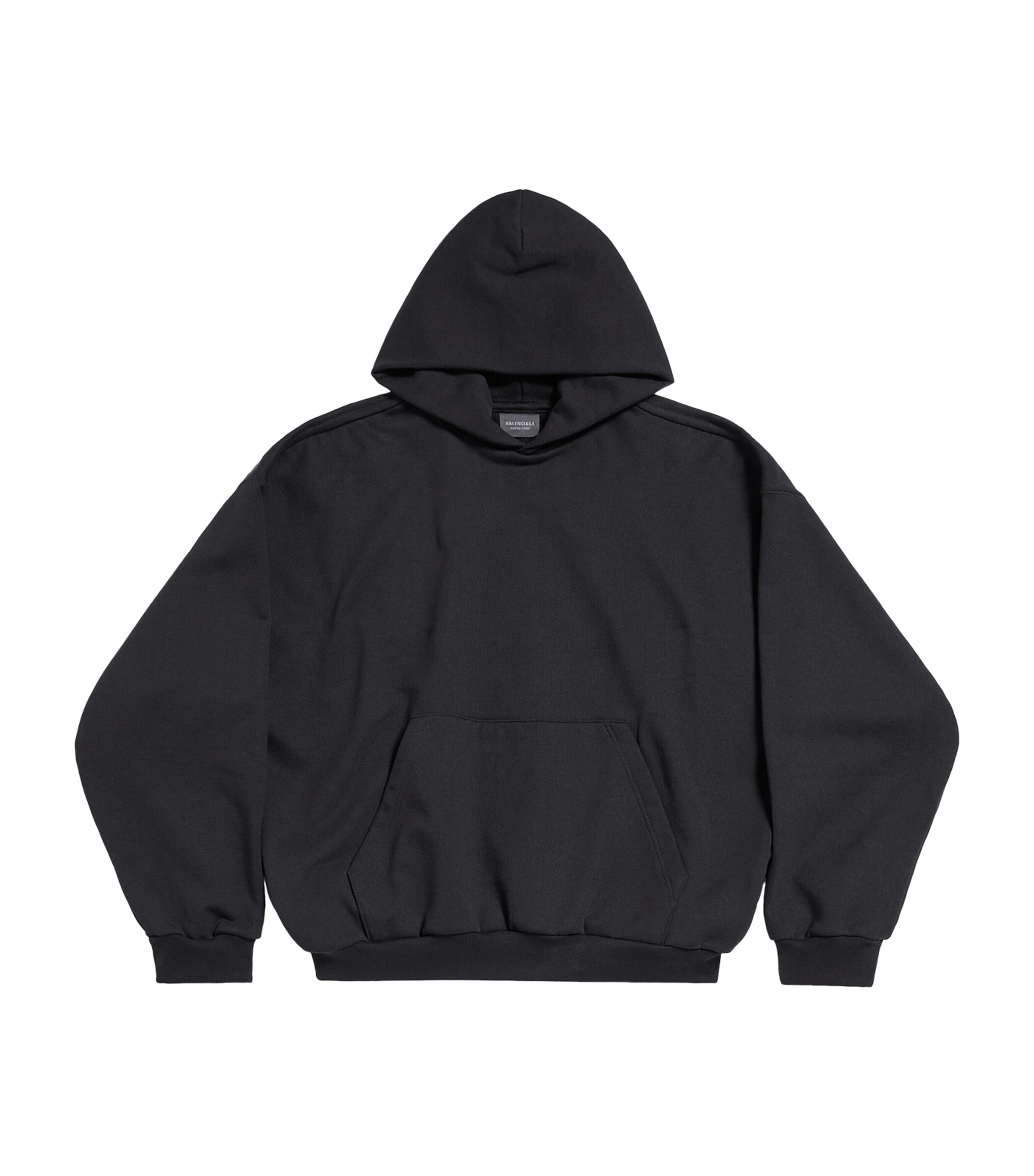 Balenciaga Logo-print Cotton Hoodie In Faded Black/white