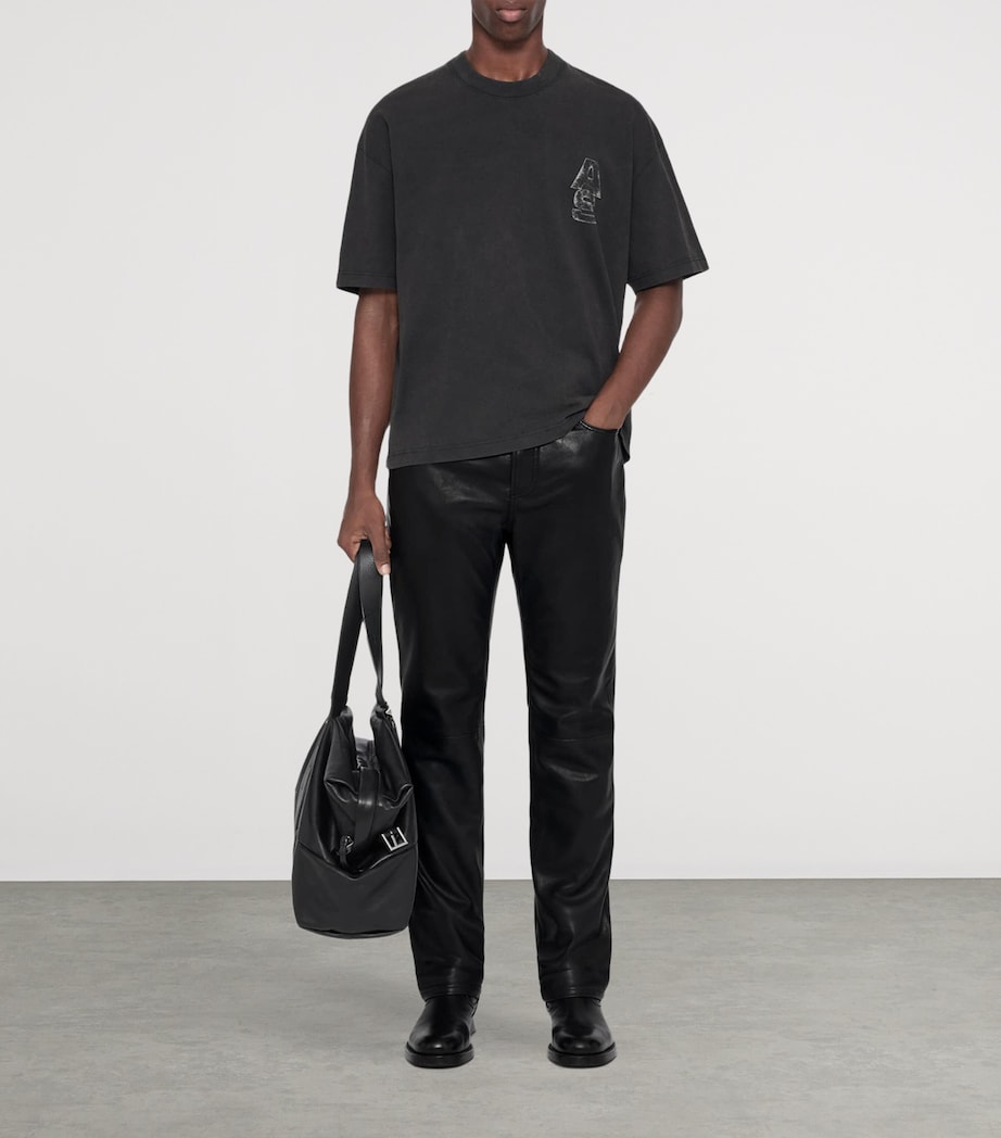 AllSaints Mens Organic Cotton Roller T-Shirt Washed Black Image 2