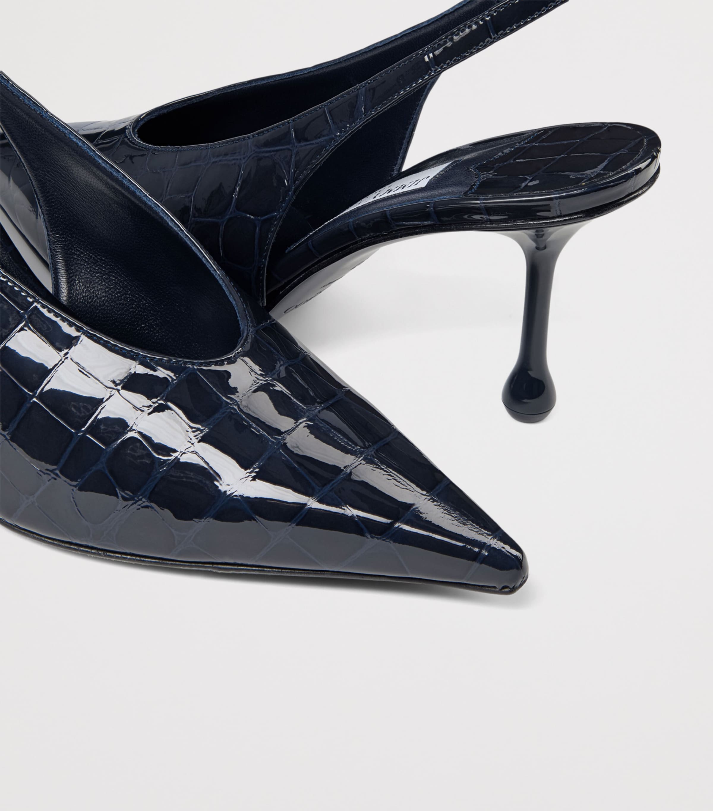 Jimmy Choo Isa 80 Croc-Embossed Leather Slingback Pumps Marine Image 5
